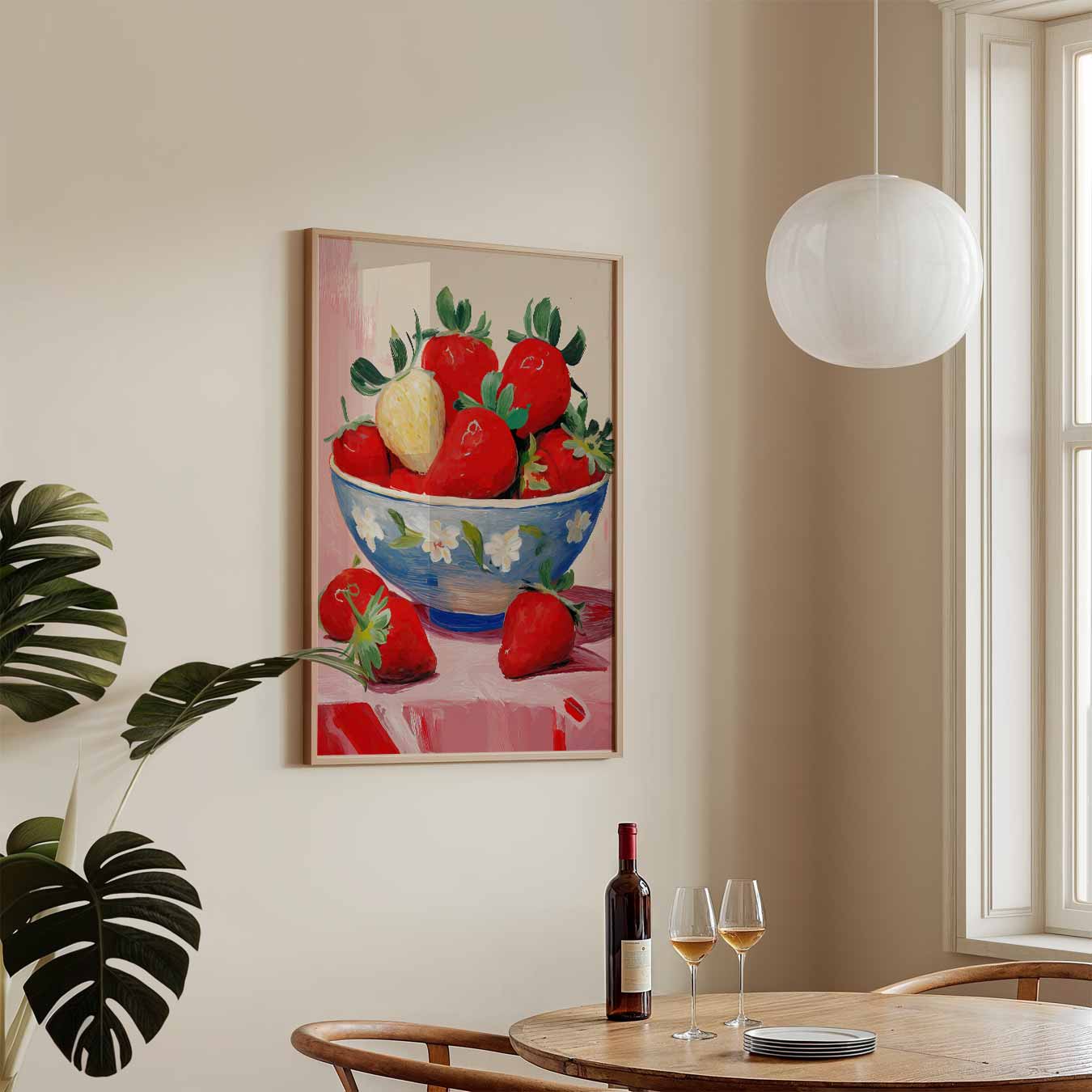 Aardbeien in Kunstzinnige Kom Poster