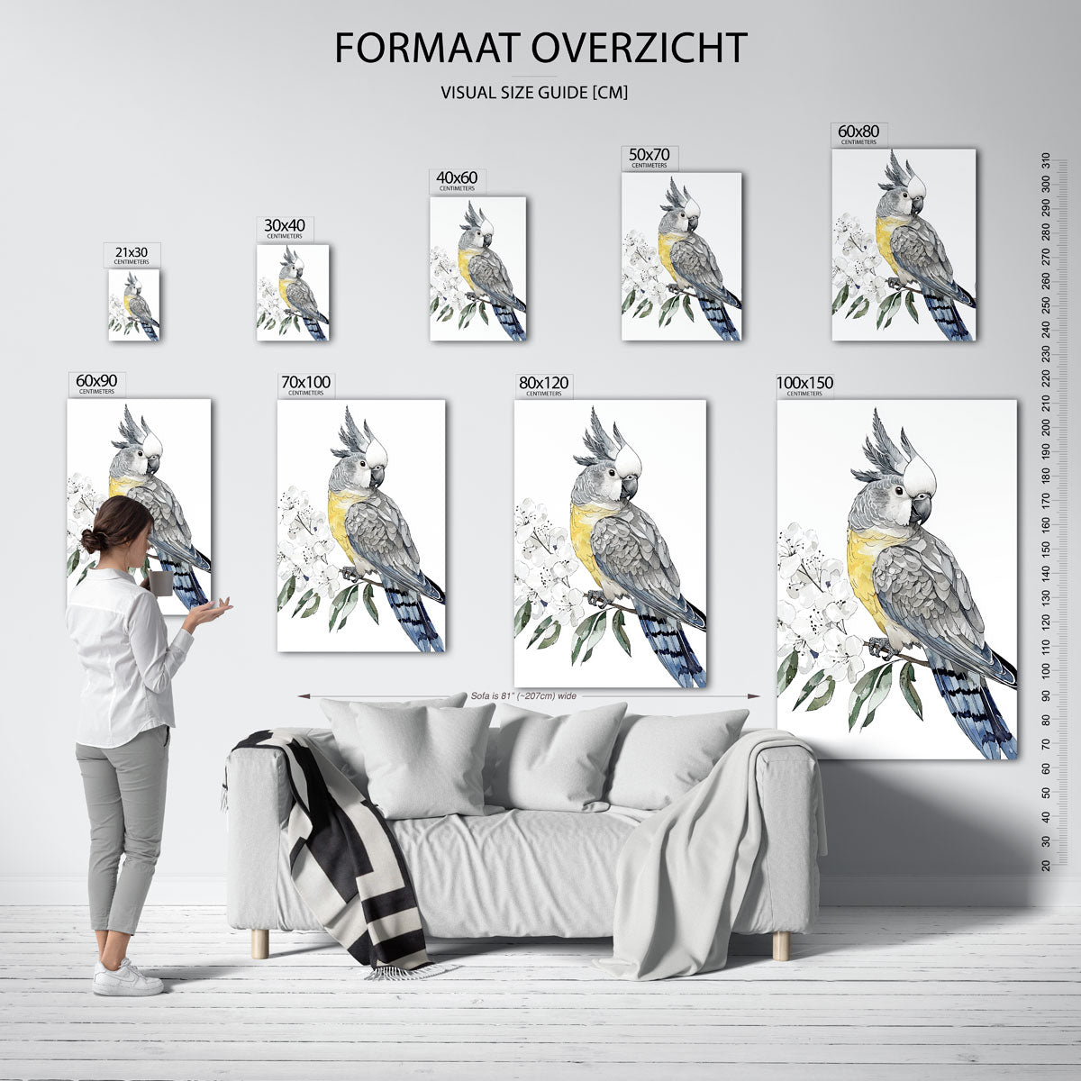 Papegaai en bloemen Poster