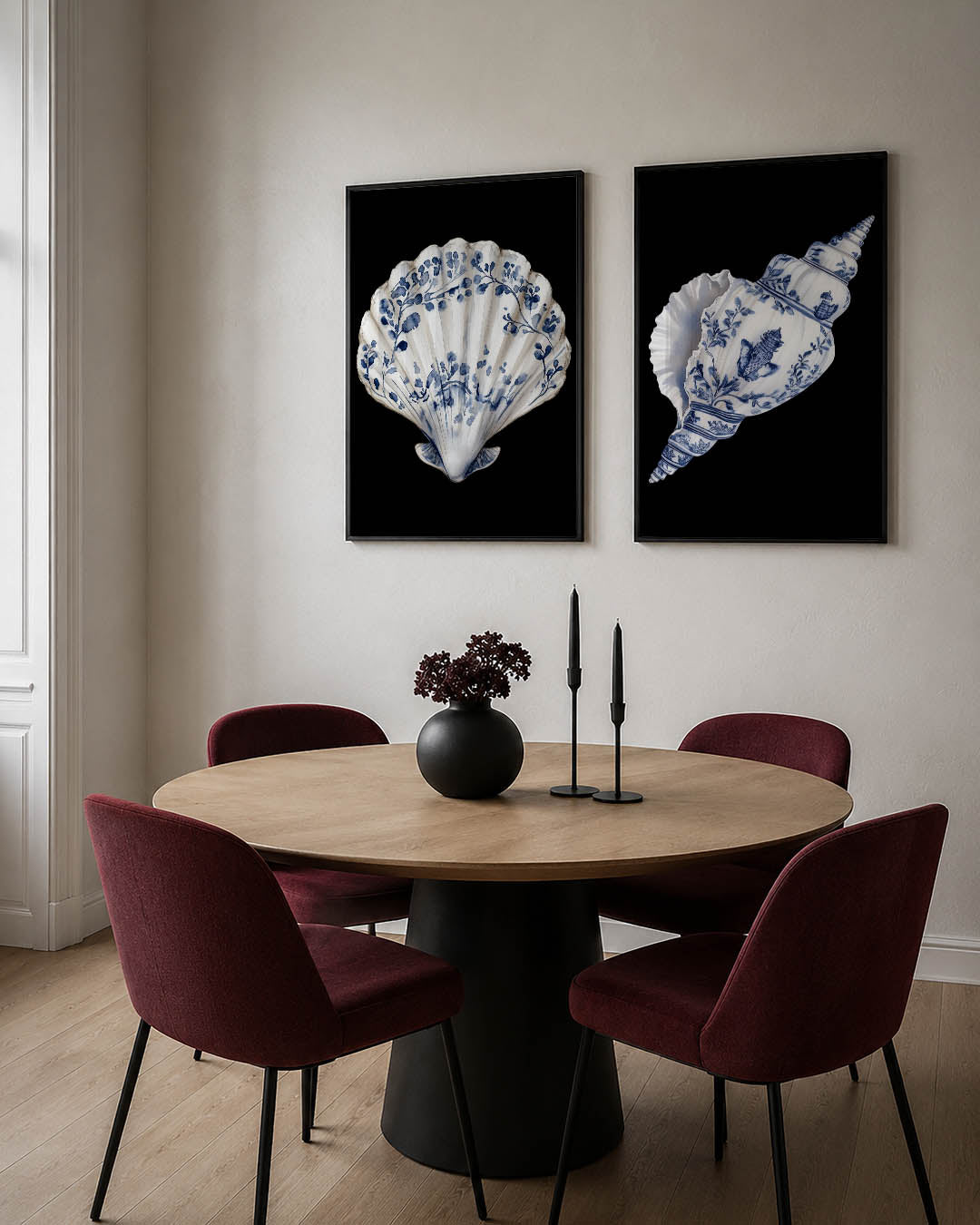 Blauwe schelpdetails Posterset
