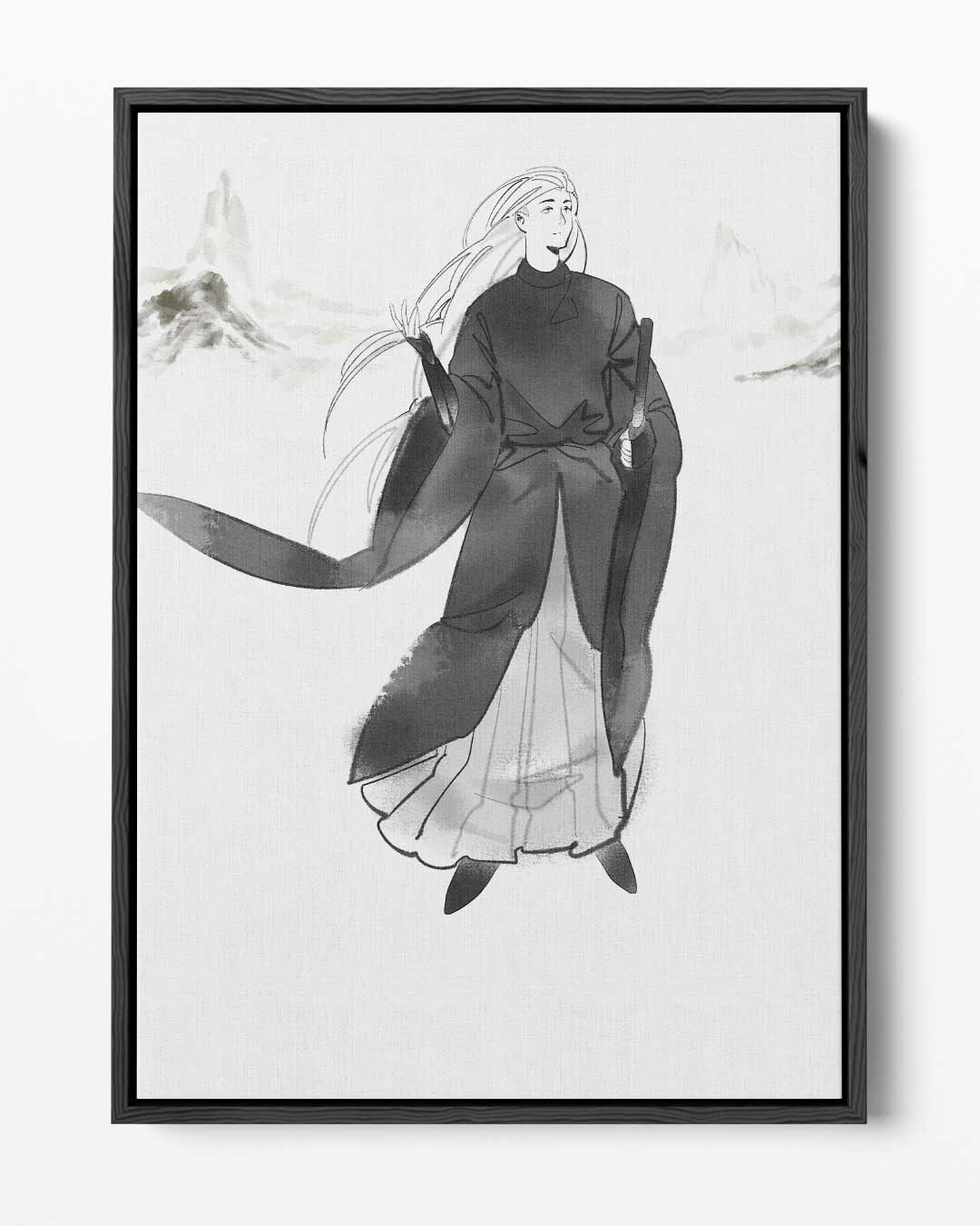 Mystieke Krijger in de Mist Kunstwerk-canvas-dibond-plexiglas-wanddecoratie-WallArtistic