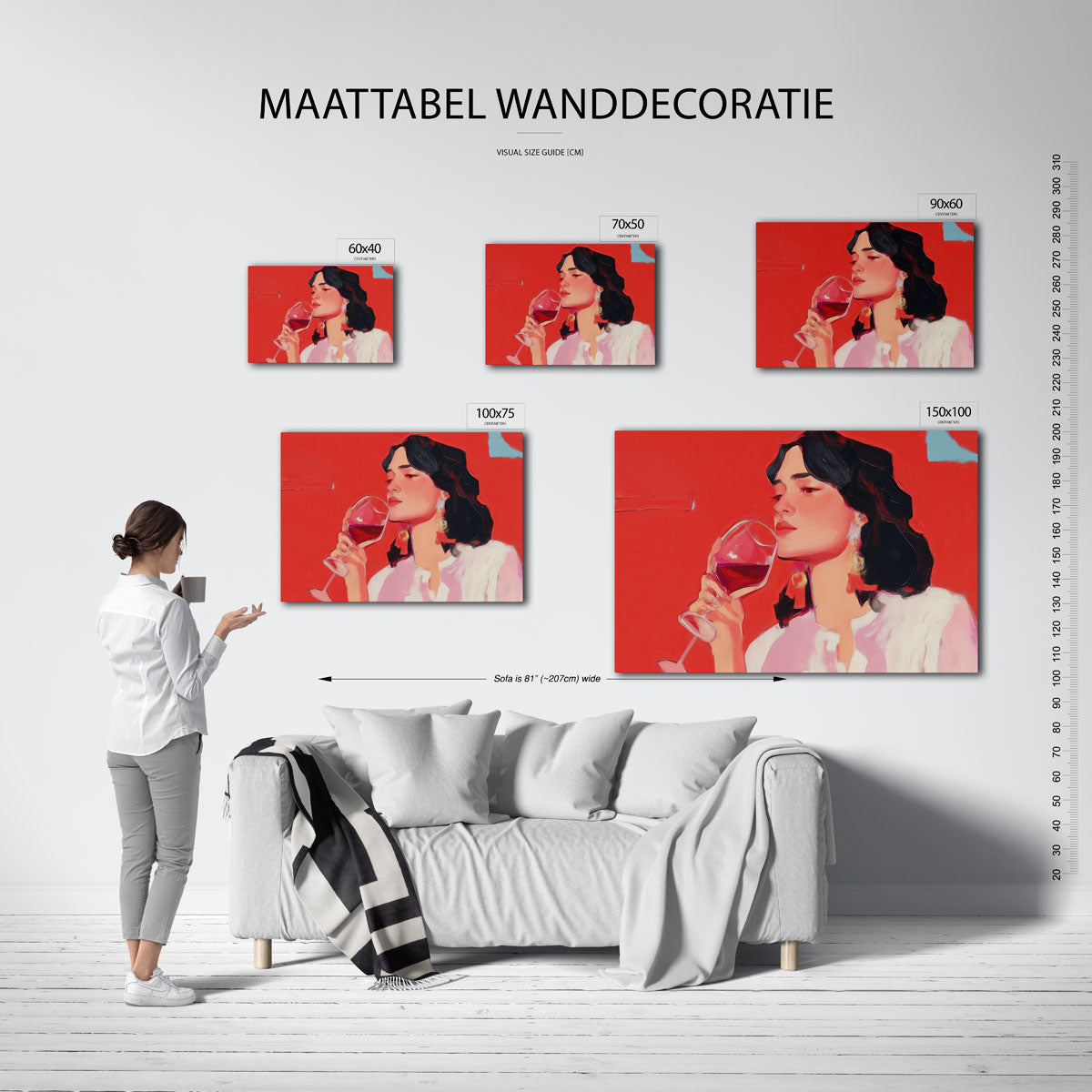 Vrouw met wijnglas Kunstwerk