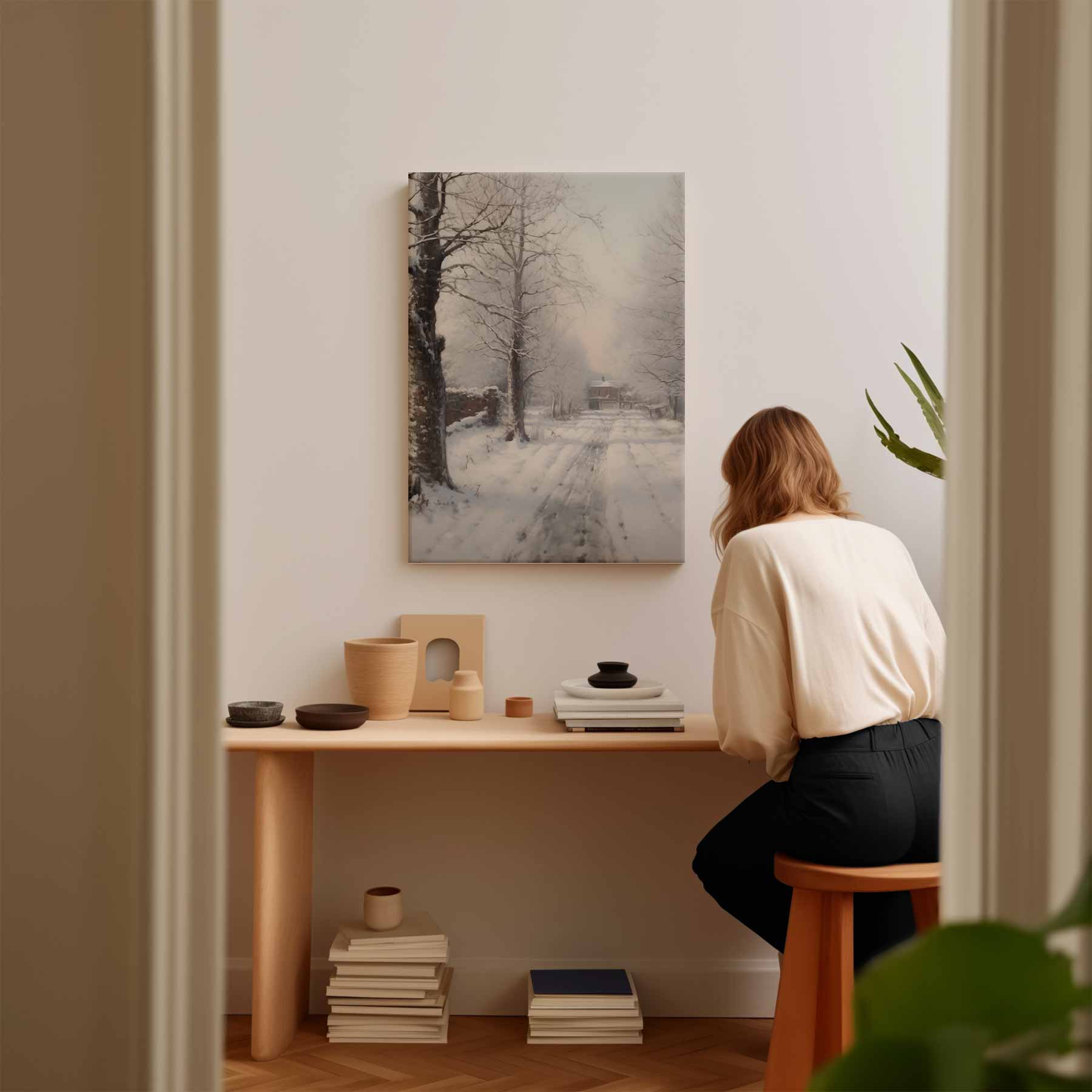 Winterlandschap in Sneeuw Kunstwerk-canvas-dibond-plexiglas-wanddecoratie-WallArtistic