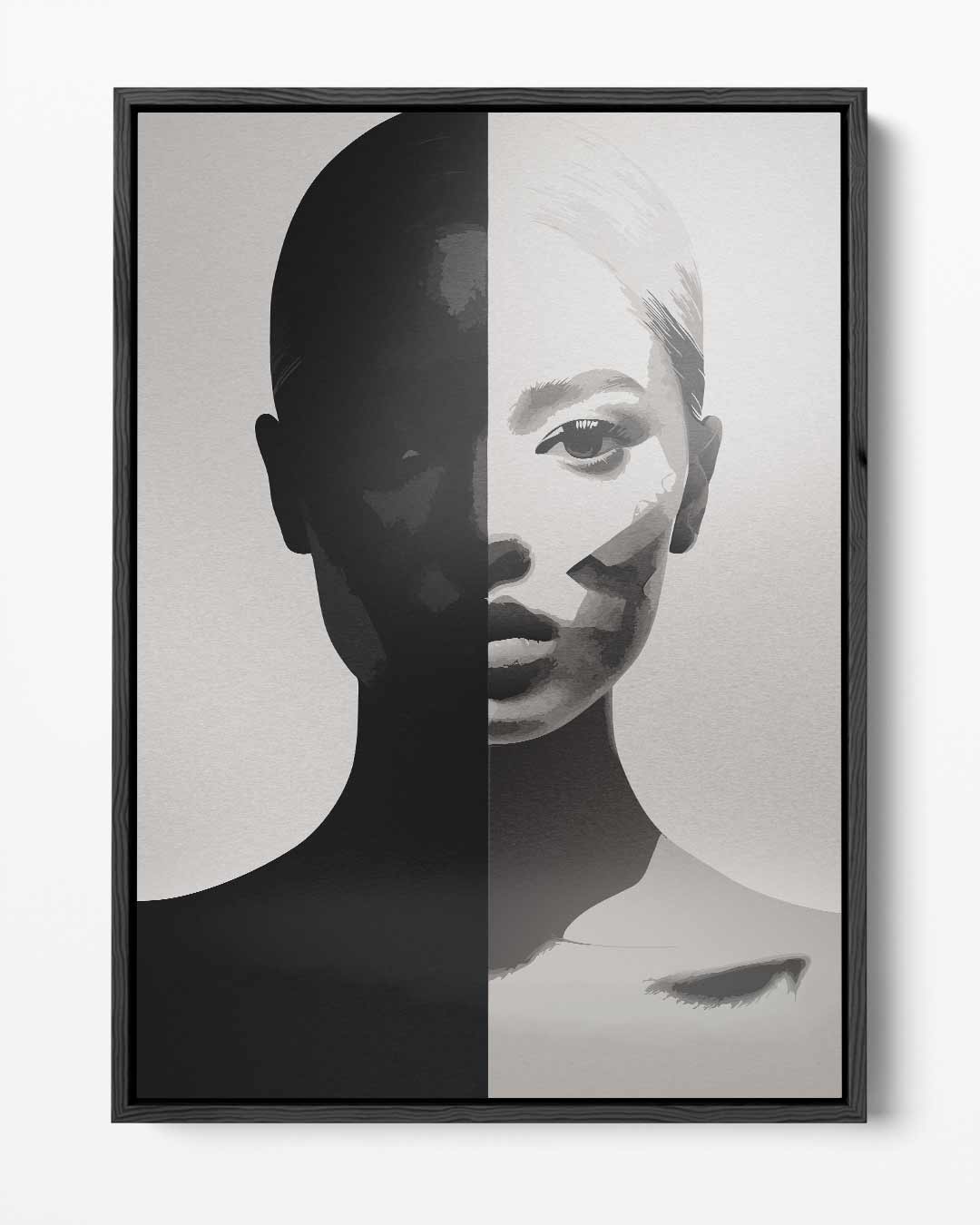Dualiteit Portret Kunstwerk-canvas-dibond-plexiglas-wanddecoratie-WallArtistic
