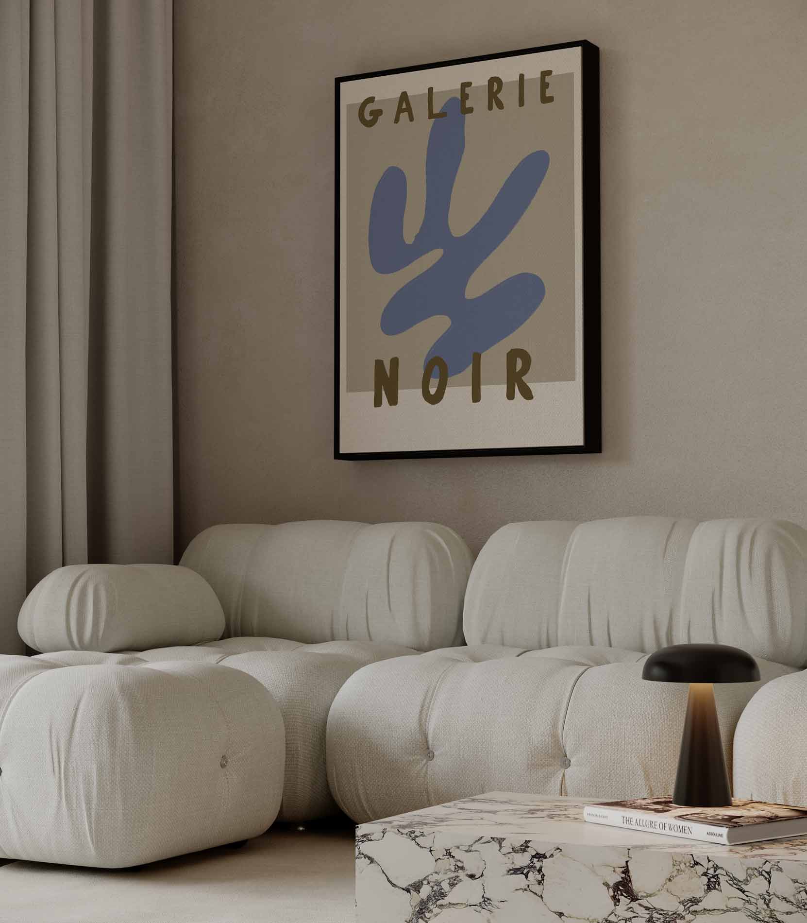 Retro Abstract Blauw en Bruin Poster