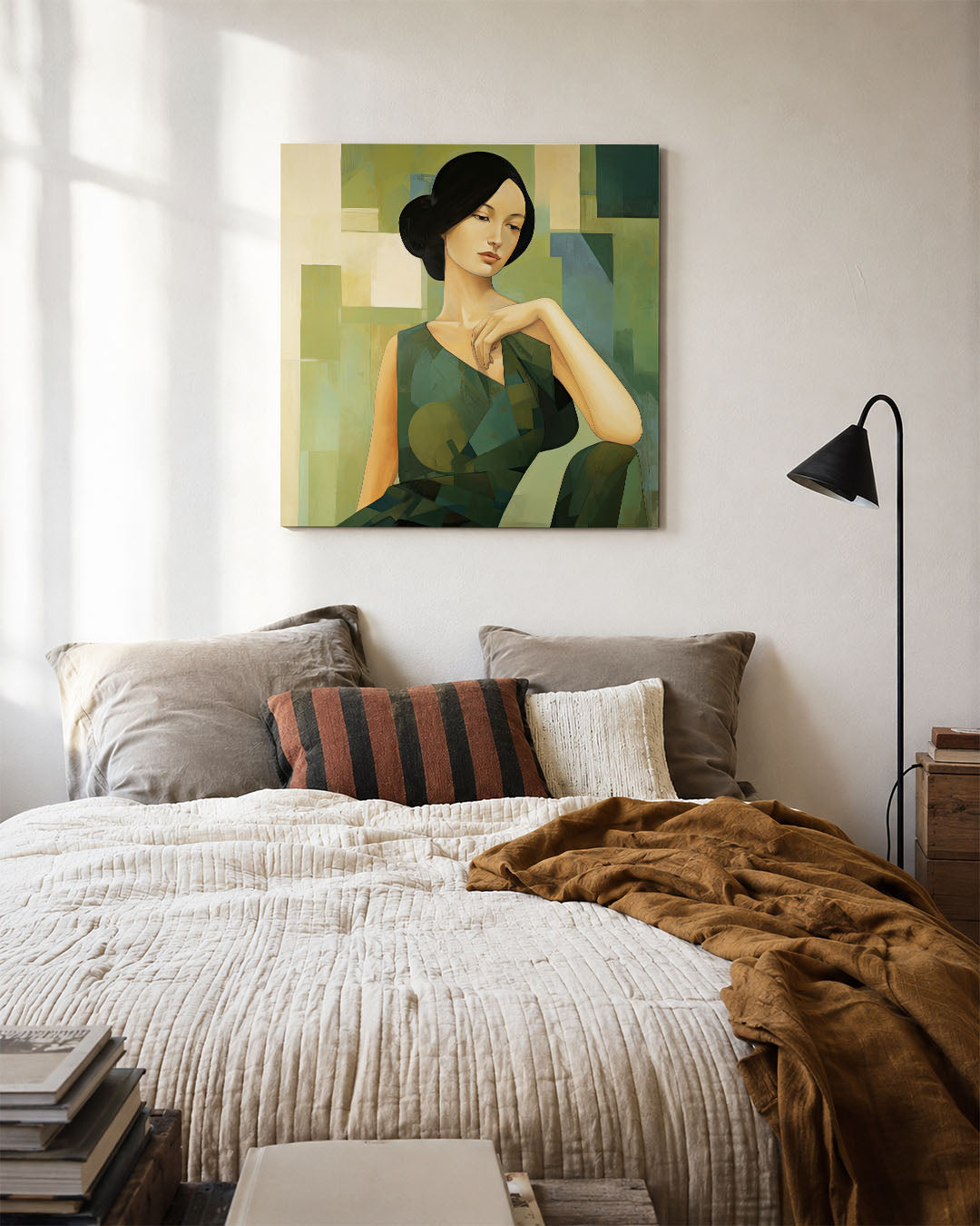 Vrouwelijk portret geometrisch Kunstwerk