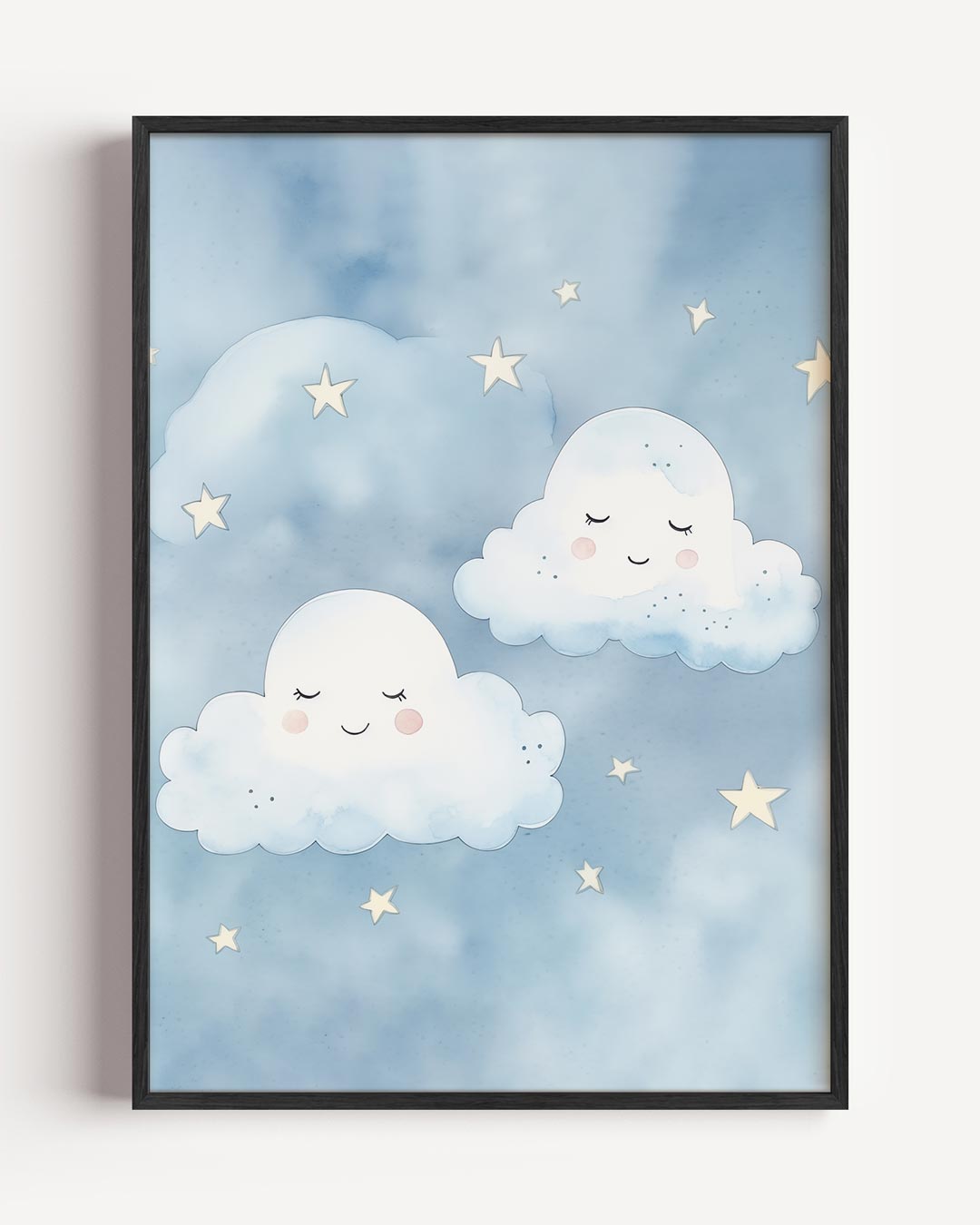 Dromerige Slaapkamer Poster met Wolkjes en Sterren Poster-WallArtistic