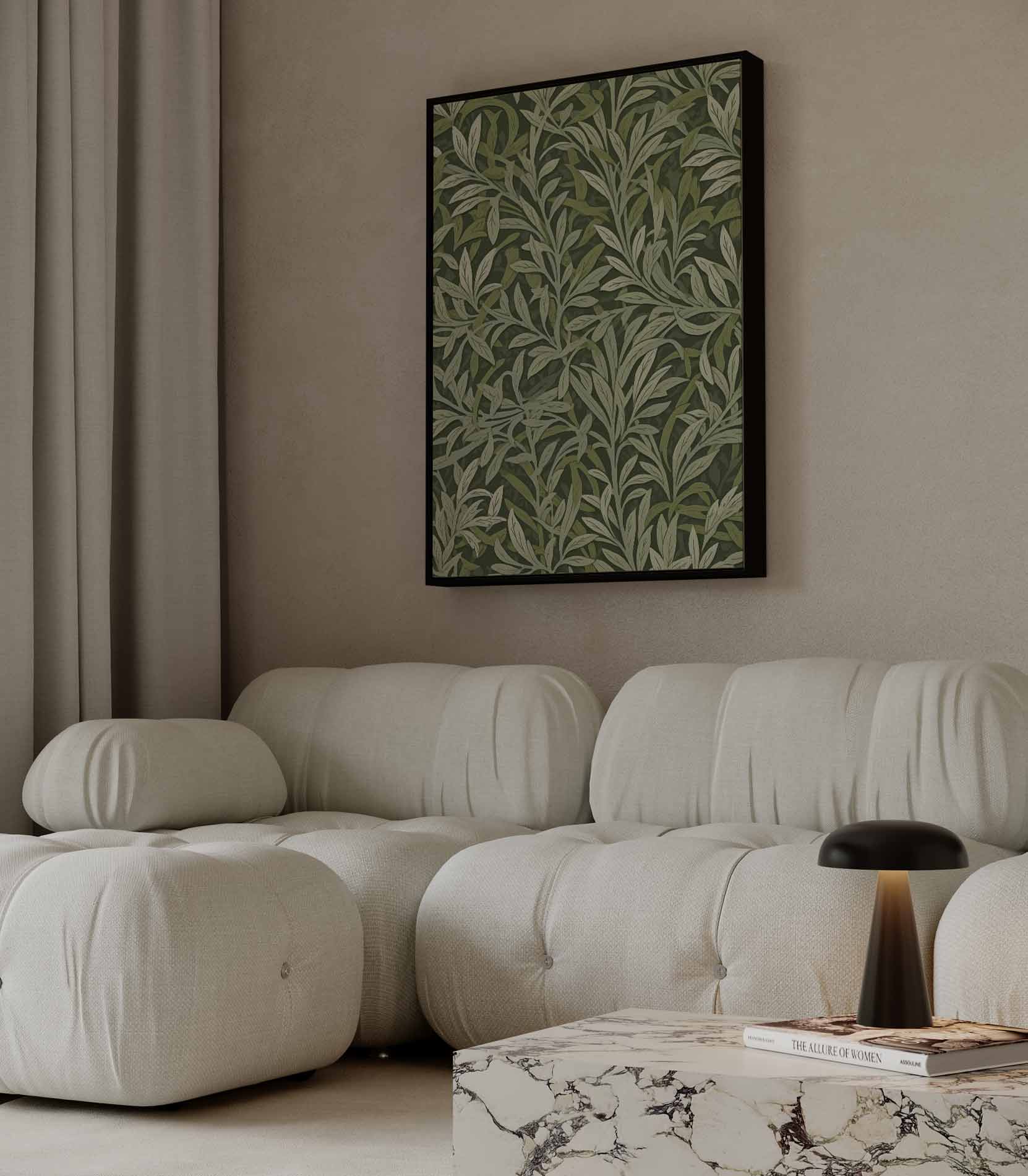 Groene Bladpatroon Wanddecoratie Kunstwerk-canvas-dibond-plexiglas-wanddecoratie-WallArtistic