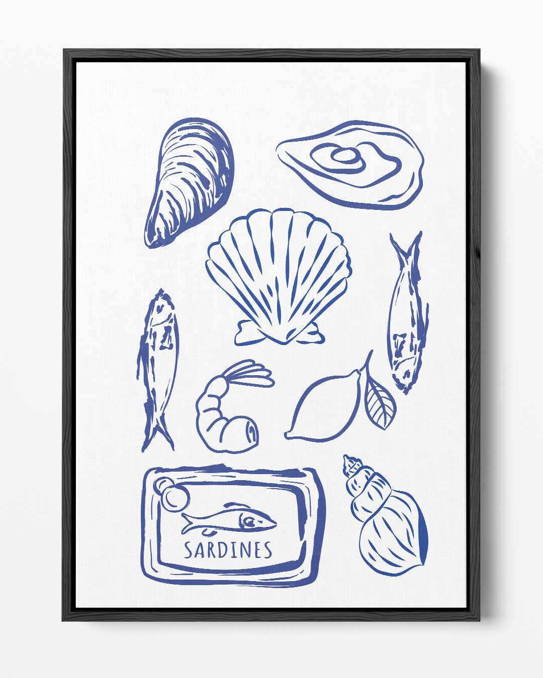 Maritieme Blauwe Schetsen Kunstwerk-canvas-dibond-plexiglas-wanddecoratie-WallArtistic