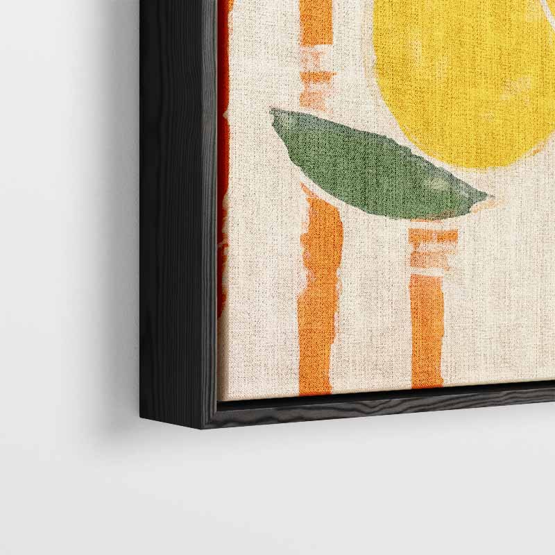 Zomerse Citroenen op Gestreepte Achtergrond Kunstwerk-canvas-dibond-plexiglas-wanddecoratie-WallArtistic