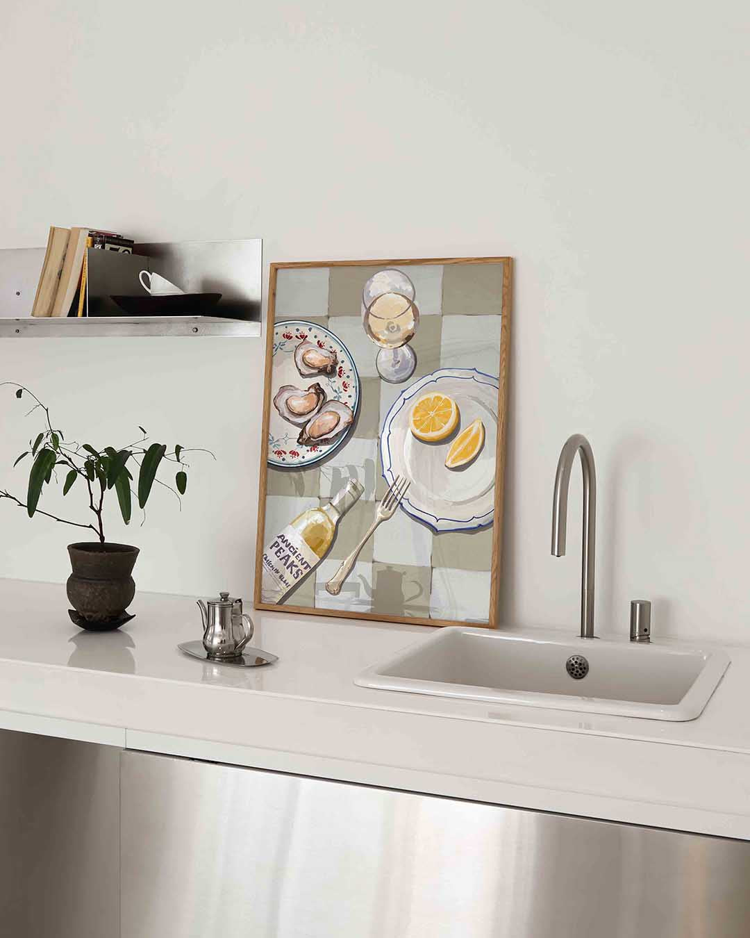 Oesters en wijn Poster