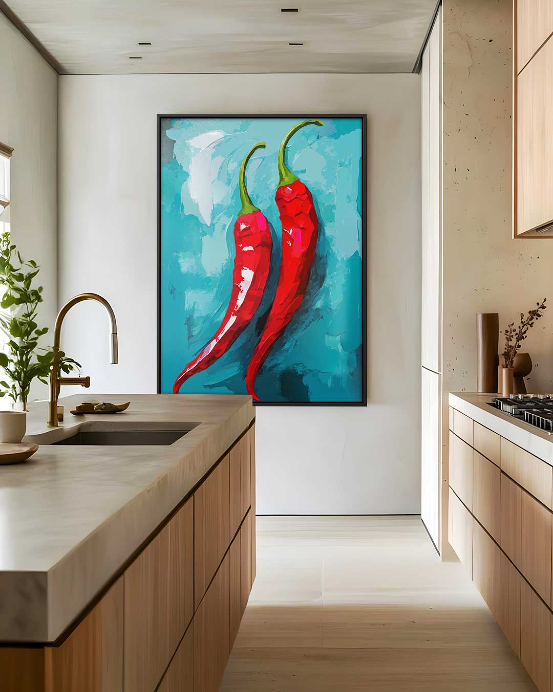Pittige Peper Duo Kunstwerk-canvas-dibond-plexiglas-wanddecoratie-WallArtistic