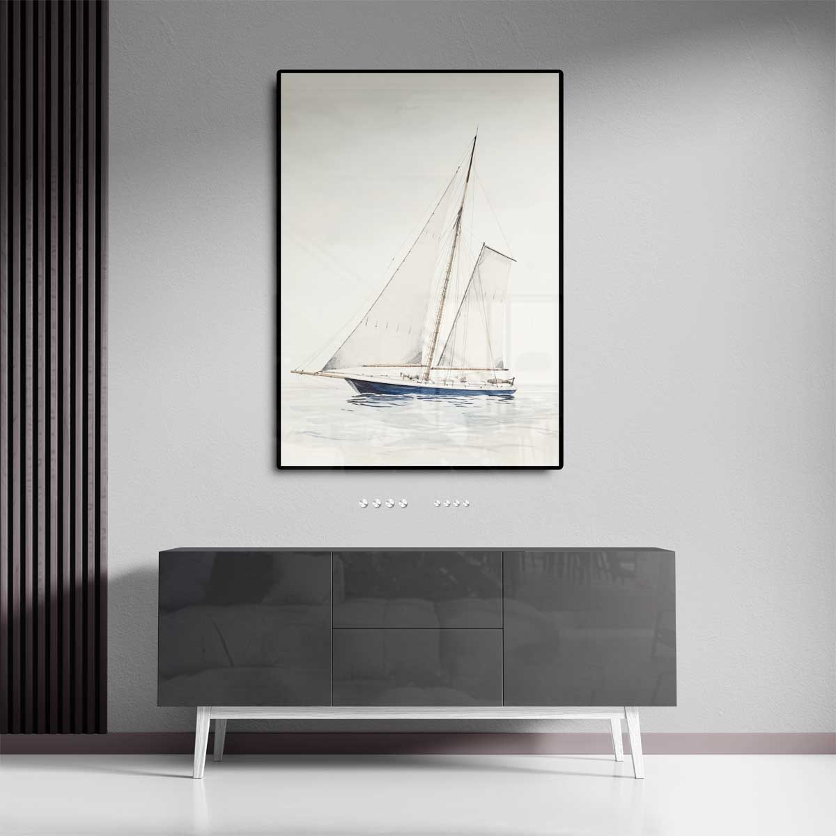 Zeilboot op Rustige Zee Kunstwerk-canvas-dibond-plexiglas-wanddecoratie-WallArtistic