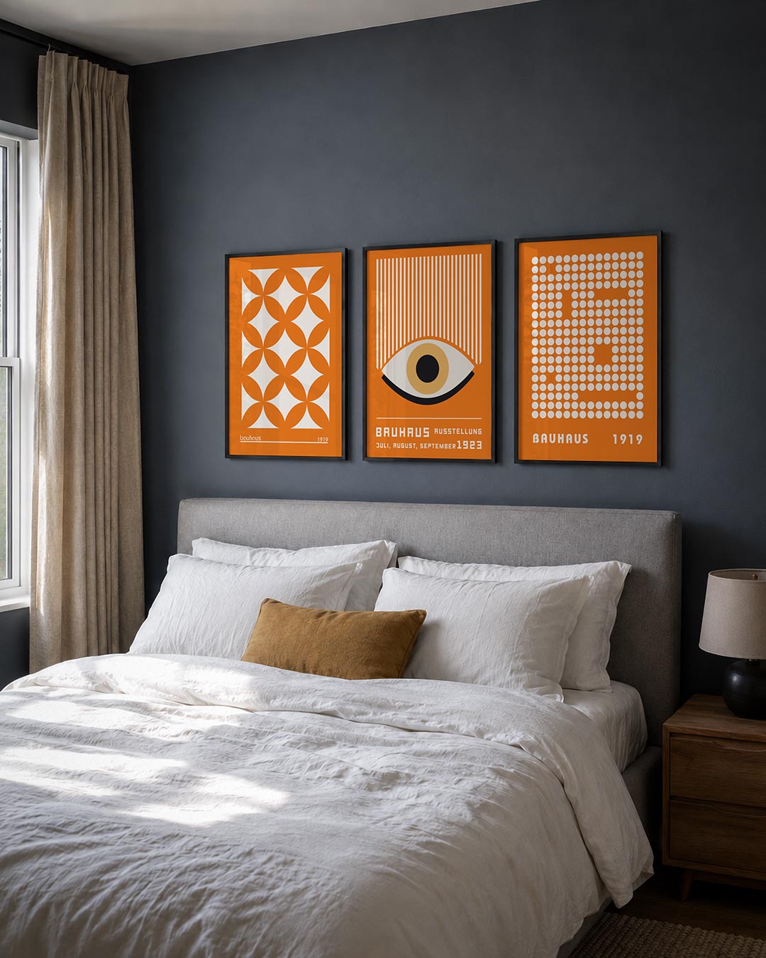 Oranje vormenpatroon Posterset