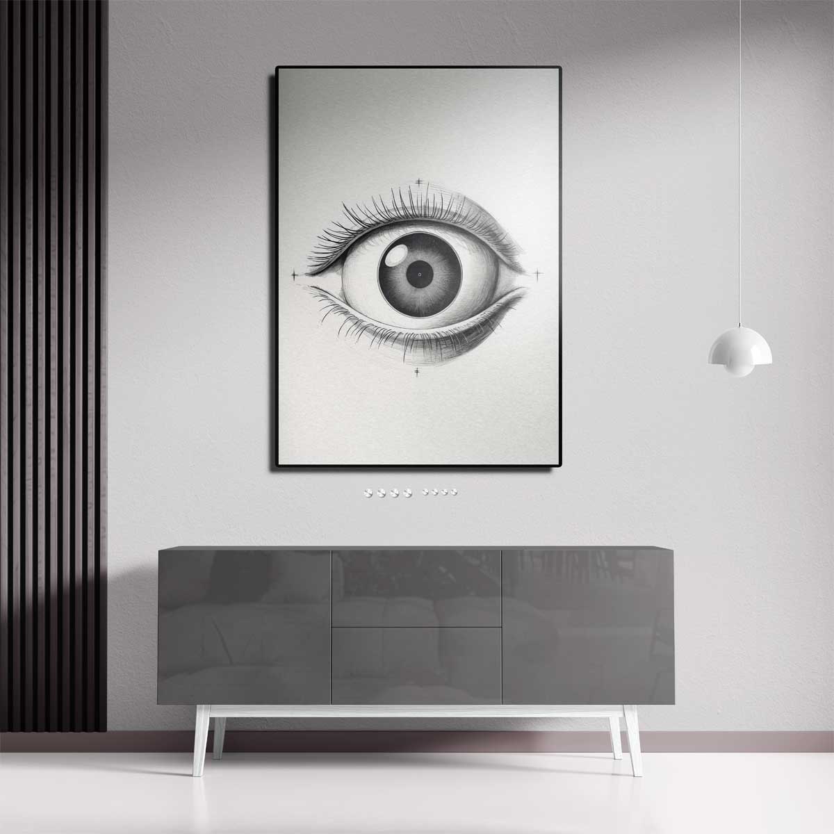 Intrigerend Potloodtekening Oog Kunstwerk-canvas-dibond-plexiglas-wanddecoratie-WallArtistic