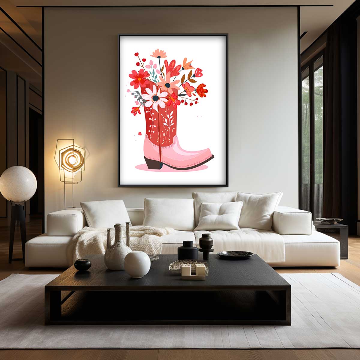Bloemen Cowboylaars Illustratie Kunstwerk-canvas-dibond-plexiglas-wanddecoratie-WallArtistic