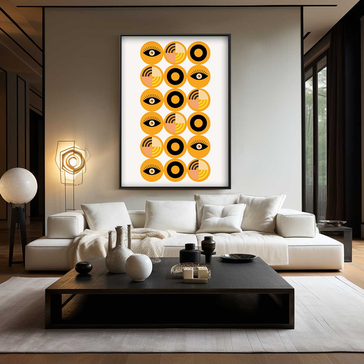 Retro Oogpatroon Kunstwerk Kunstwerk-canvas-dibond-plexiglas-wanddecoratie-WallArtistic