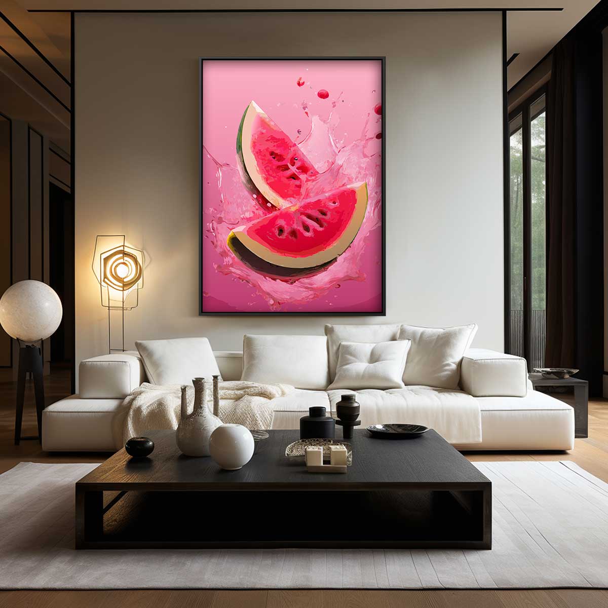 Spetterende Watermeloen Kunstwerk-canvas-dibond-plexiglas-wanddecoratie-WallArtistic