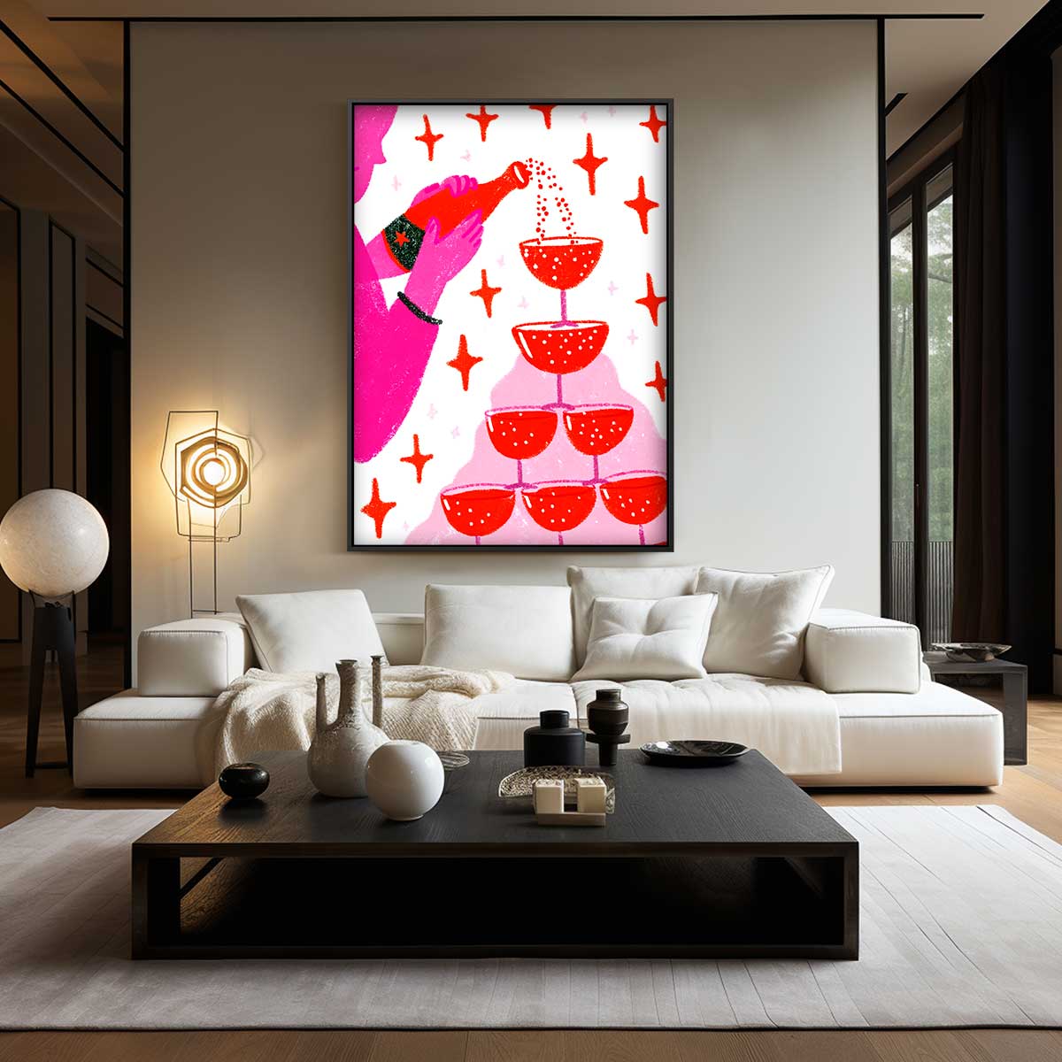 Sprankelend Champagnefeest Kunstwerk-canvas-dibond-plexiglas-wanddecoratie-WallArtistic