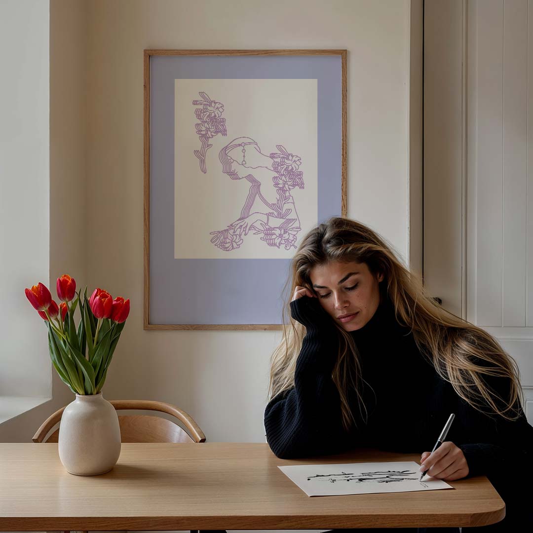 Elegante Bloemenzweverij Poster-WallArtistic