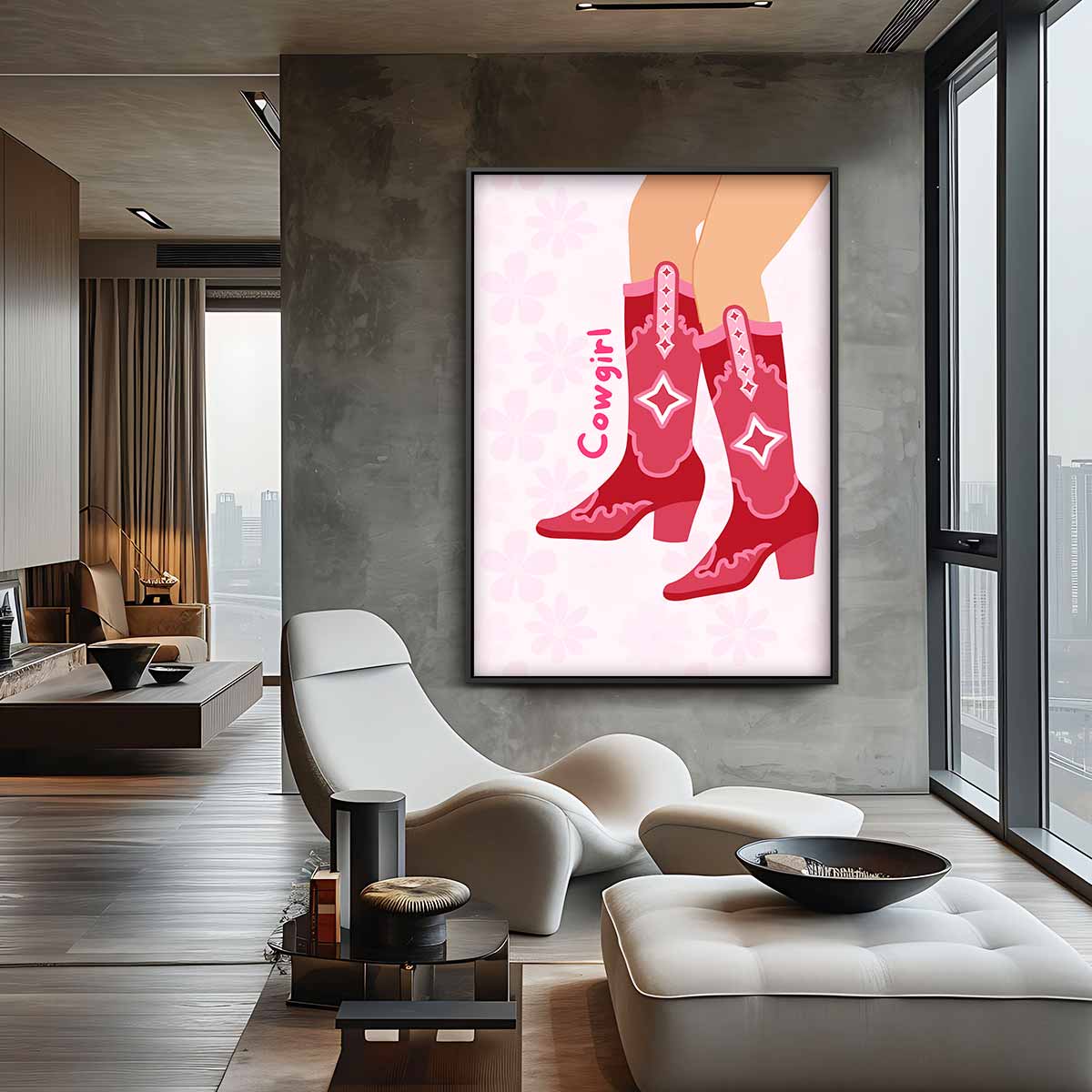 Stoere Cowgirl Laarzen Print Kunstwerk-canvas-dibond-plexiglas-wanddecoratie-WallArtistic