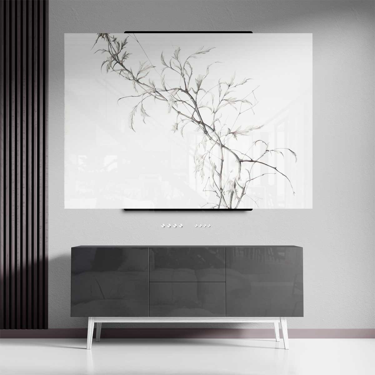 Elegante Lijntekening van Klimplant Kunstwerk-canvas-dibond-plexiglas-wanddecoratie-WallArtistic