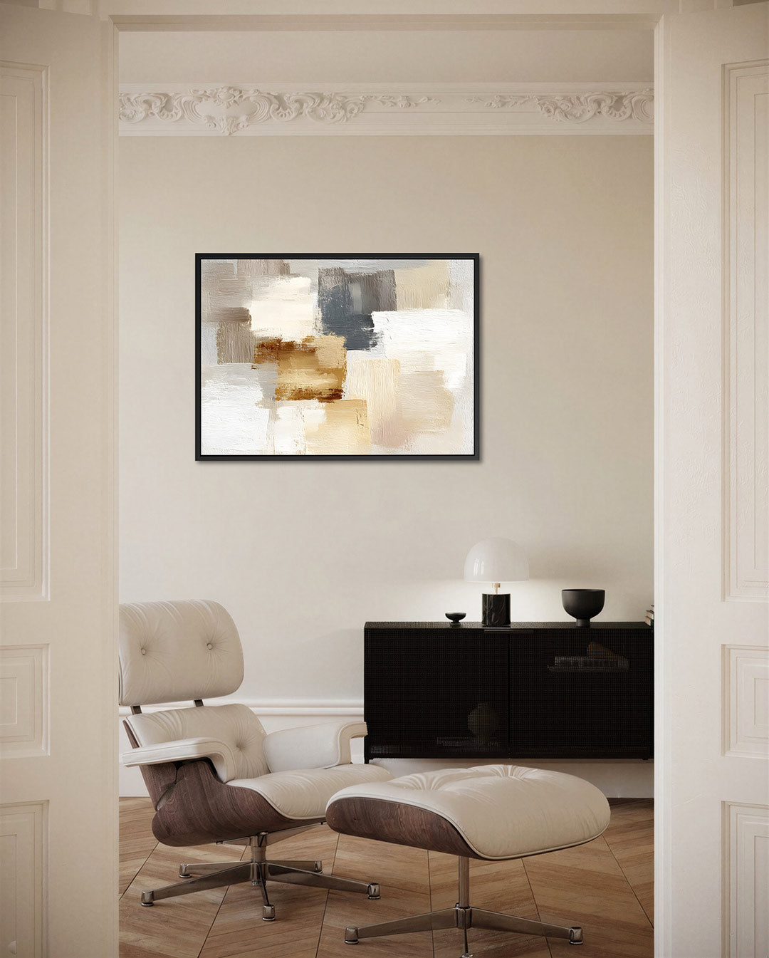 Neutrale kleuren compositie Kunstwerk