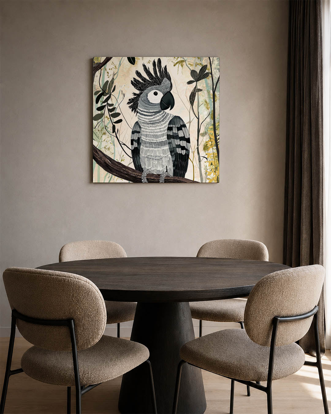 Vogelsilhouet in jungle Kunstwerk