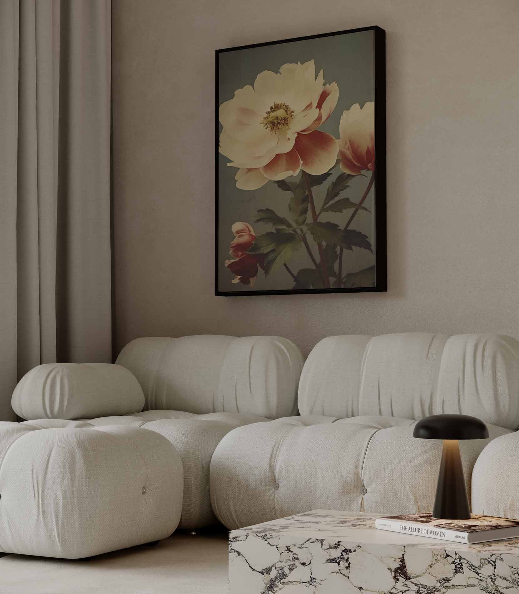 Tijdloze Pioenroos Elegantie Kunstwerk-canvas-dibond-plexiglas-wanddecoratie-WallArtistic