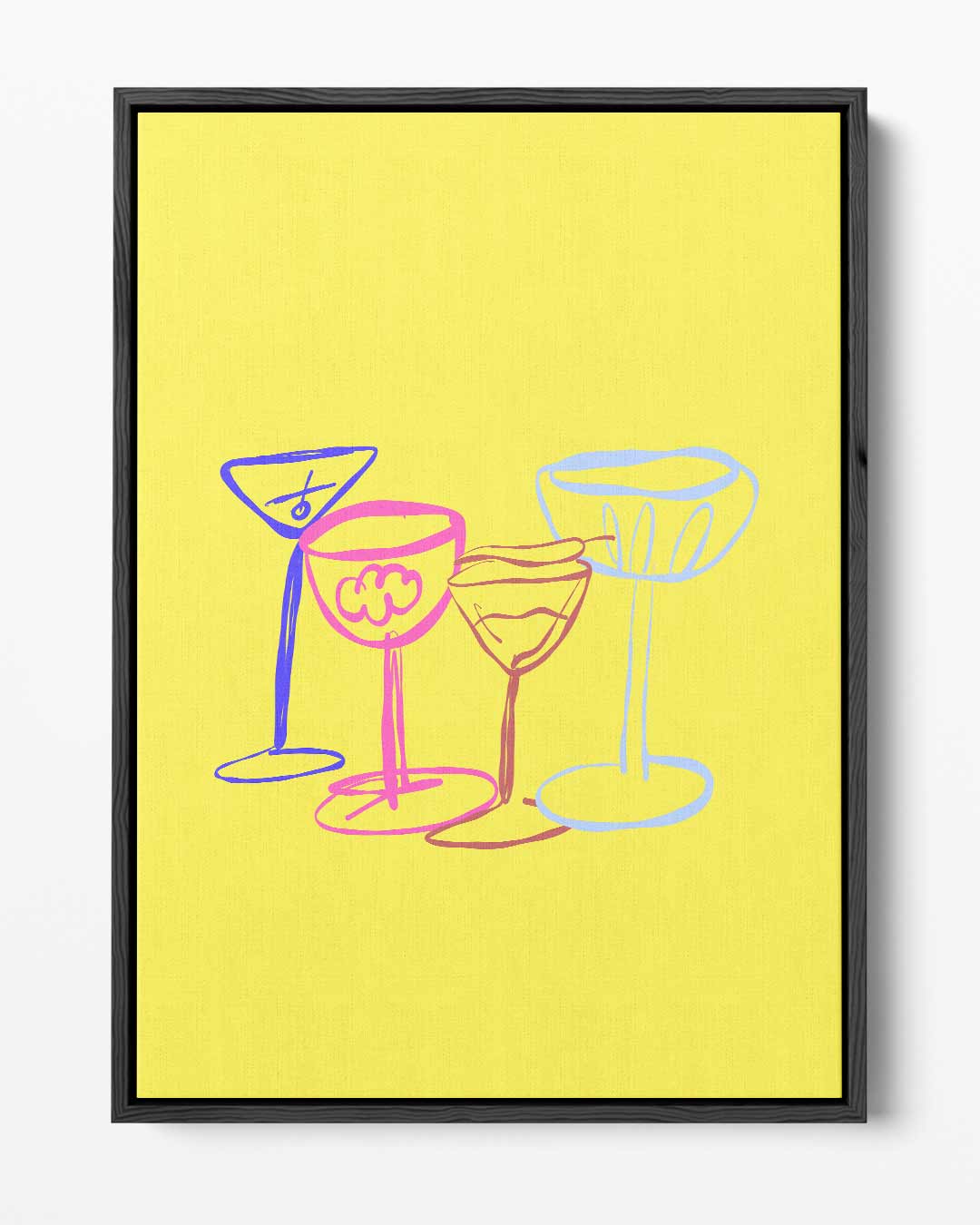 Vrolijke Glazen Illustratie Kunstwerk-canvas-dibond-plexiglas-wanddecoratie-WallArtistic