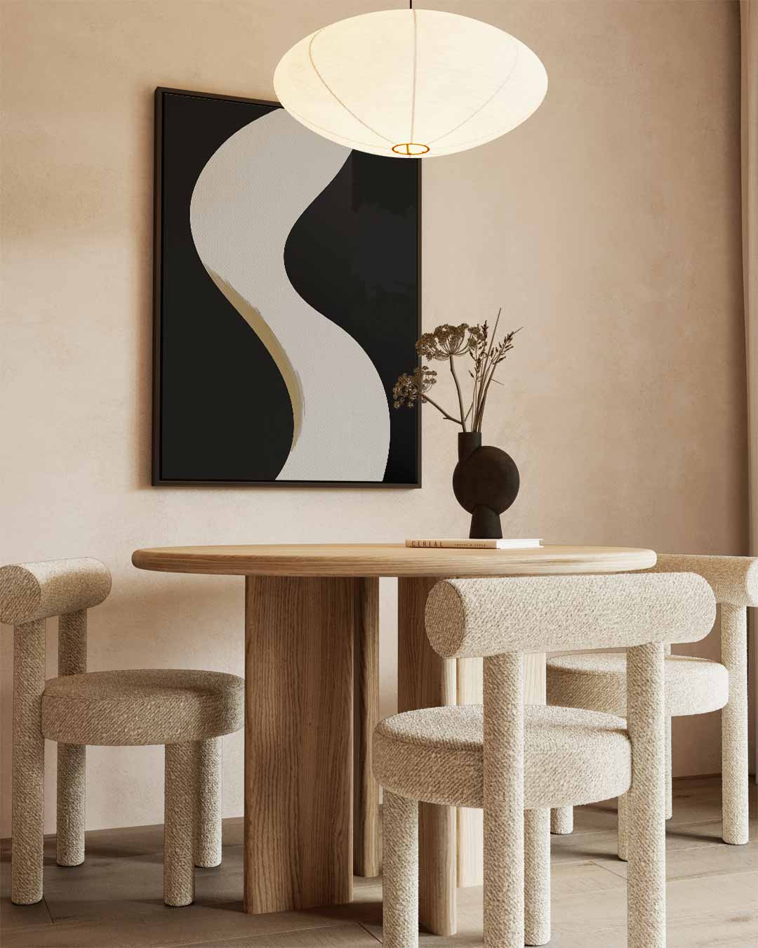 Golvende Sfeer in Zwart en Wit Kunstwerk-canvas-dibond-plexiglas-wanddecoratie-WallArtistic