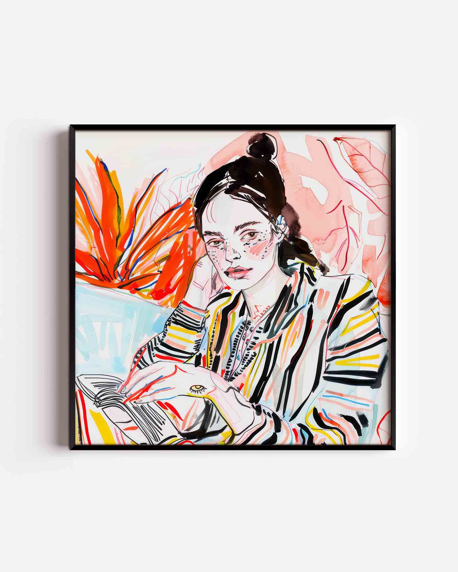 Vrouw met boek Poster