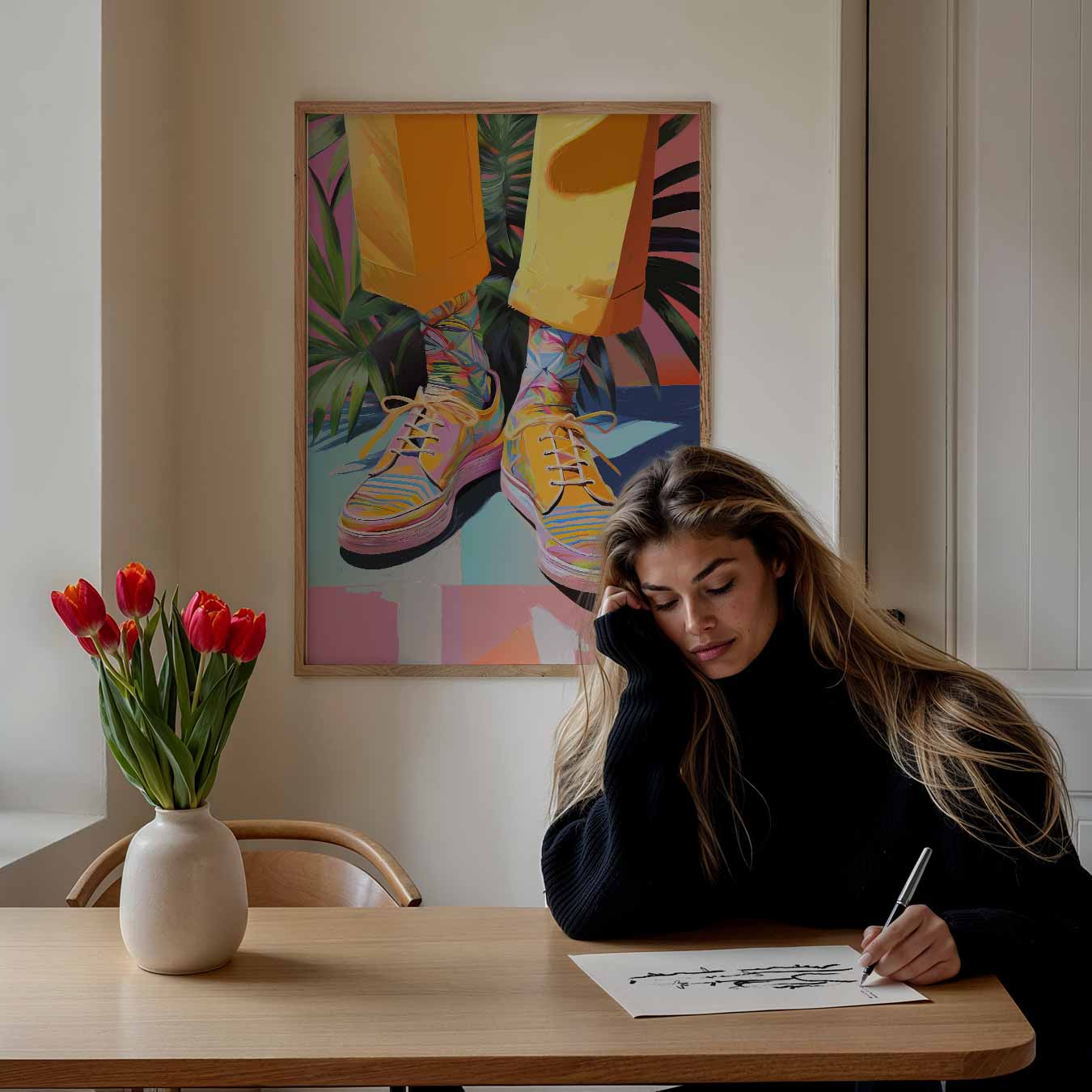 Kleurrijke Tropische Sneaker Vibes Poster