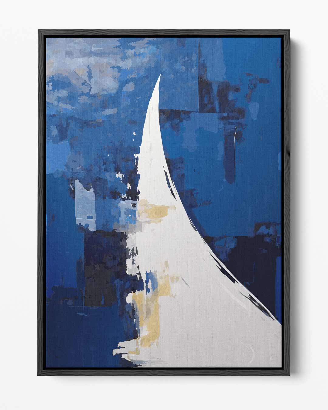Blauwe Abstracte Golf Kunstwerk-canvas-dibond-plexiglas-wanddecoratie-WallArtistic