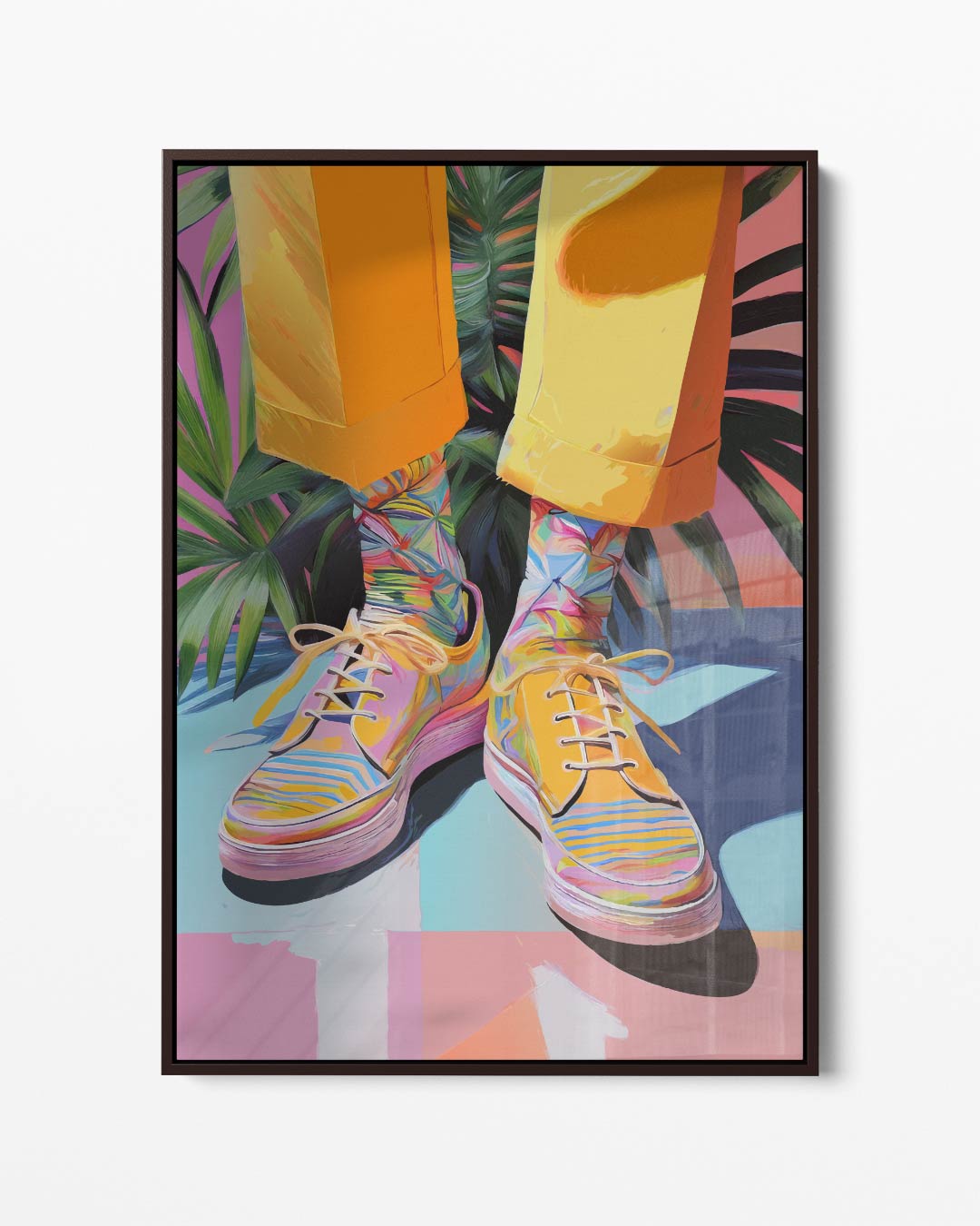 Kleurrijke Sneaker Vibes Kunstwerk-canvas-dibond-plexiglas-wanddecoratie-WallArtistic
