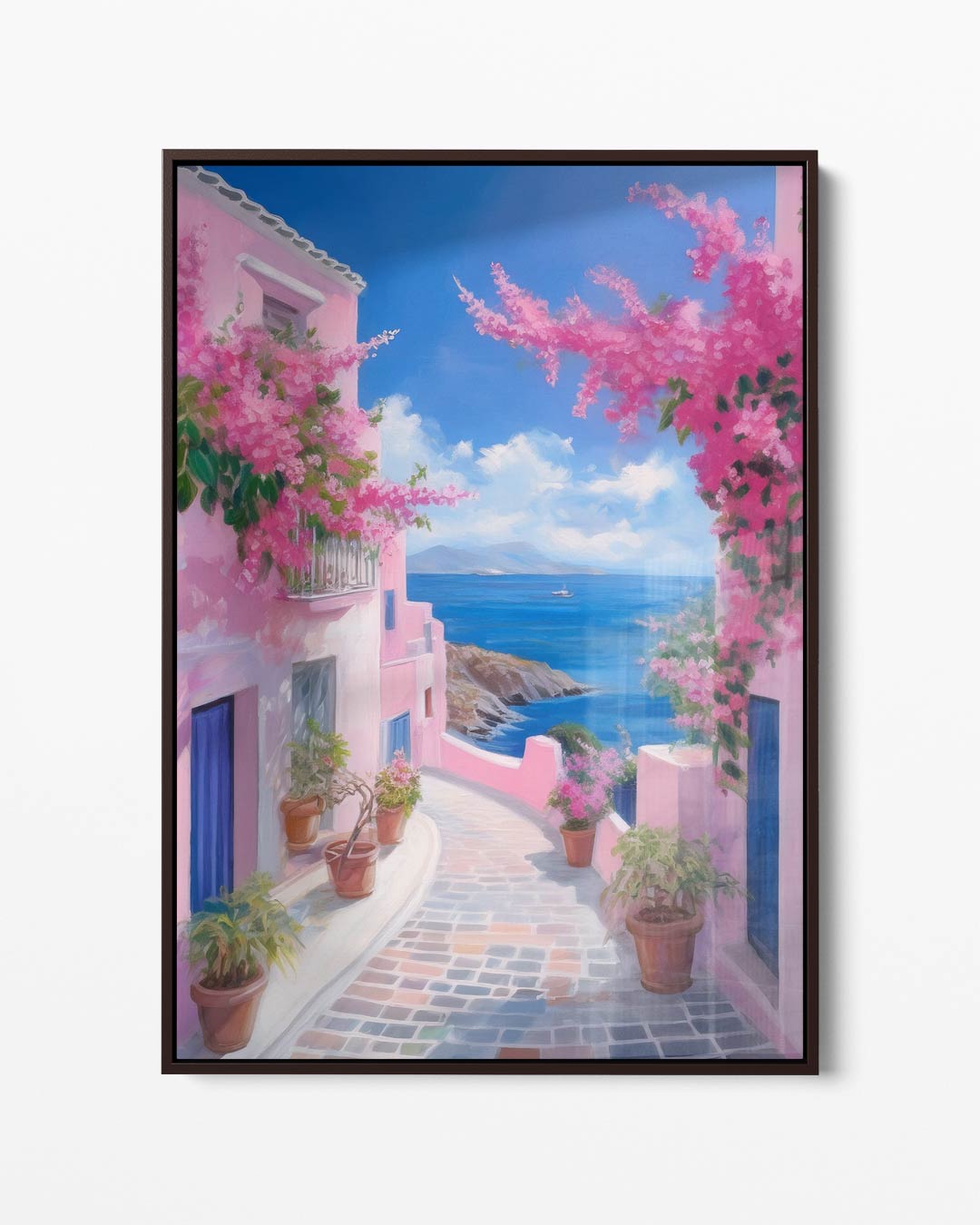 Romantische Middellandse Zee Straat Kunstwerk-canvas-dibond-plexiglas-wanddecoratie-WallArtistic