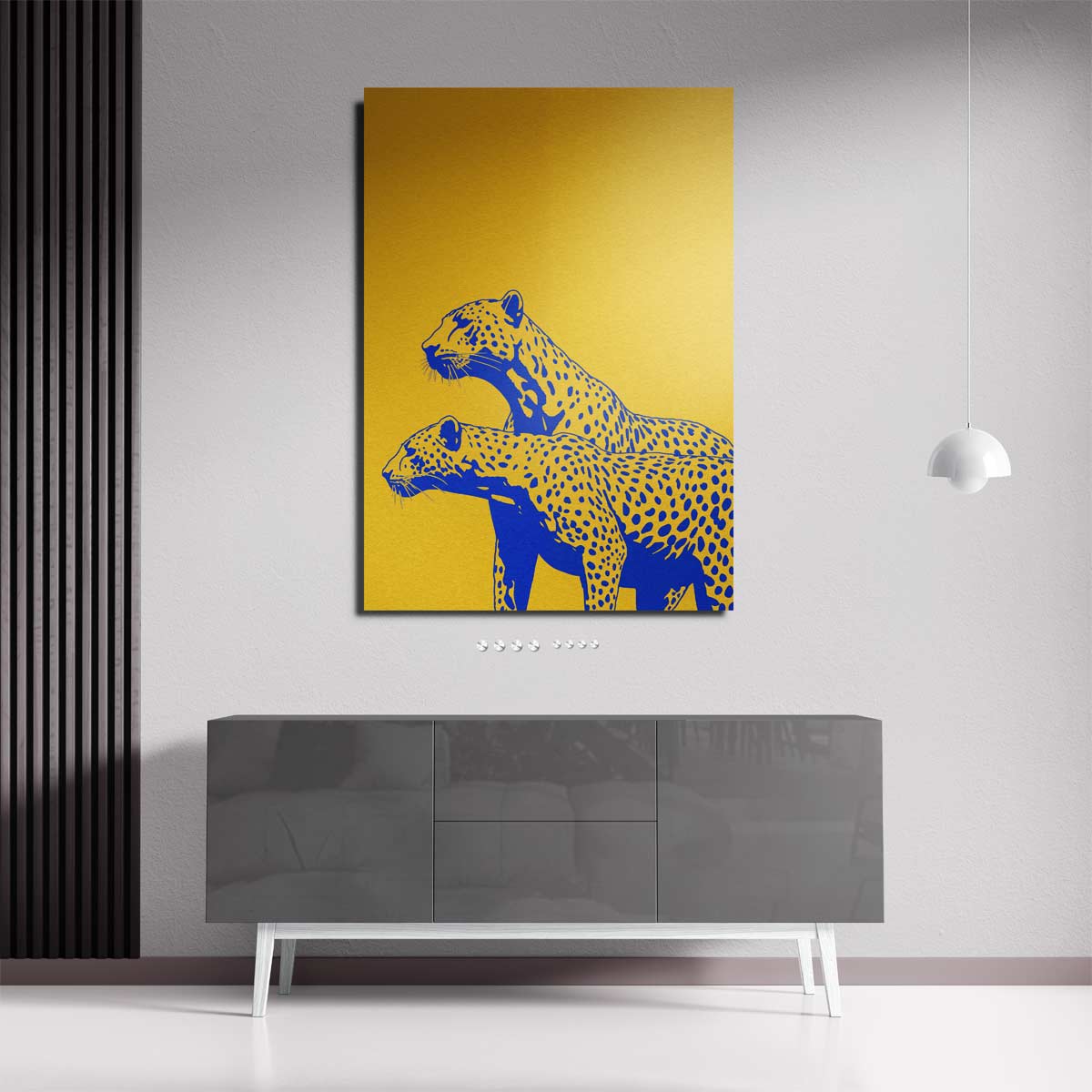 Elegante Cheetahs in Kleur Kunstwerk-canvas-dibond-plexiglas-wanddecoratie-WallArtistic