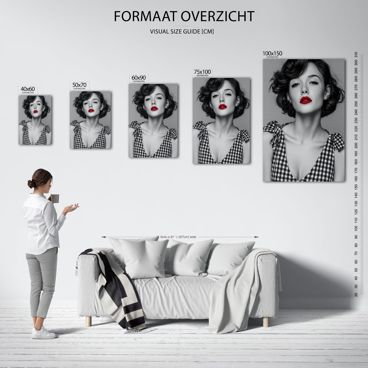 Monochrome portret Kunstwerk