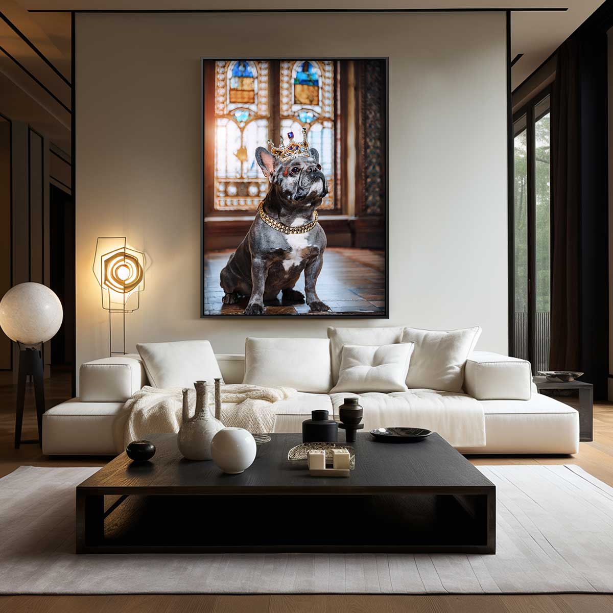 Koninklijke Bulldog Portret Kunstwerk-canvas-dibond-plexiglas-wanddecoratie-WallArtistic