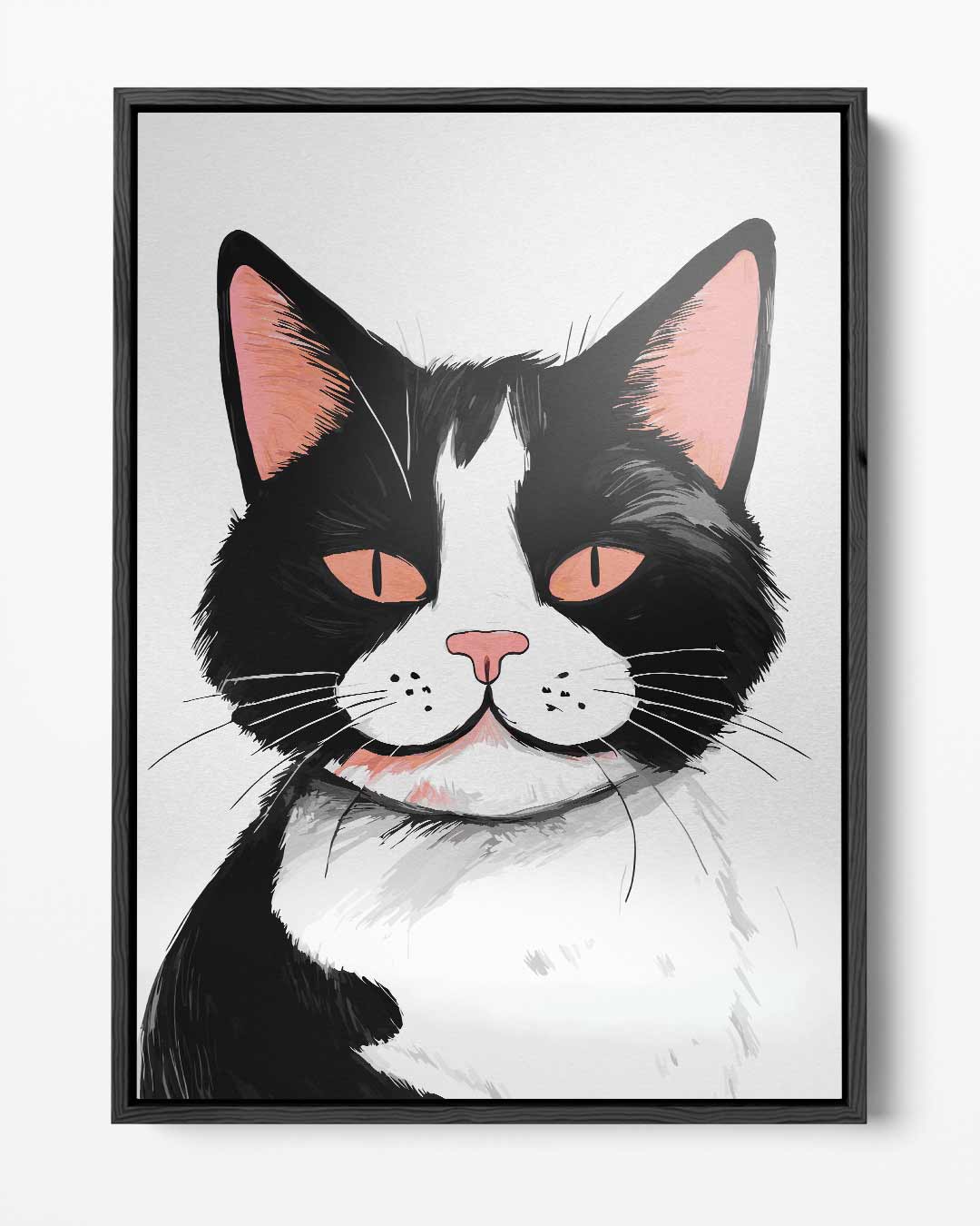 Vrolijke Kattenillustratie Kunstwerk-canvas-dibond-plexiglas-wanddecoratie-WallArtistic