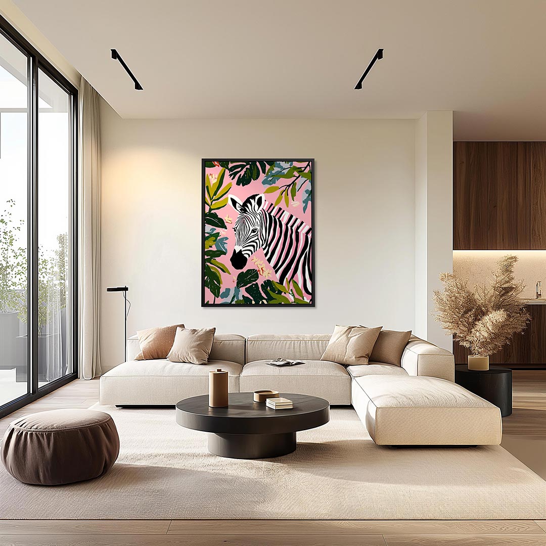 Zebra en bladeren Kunstwerk