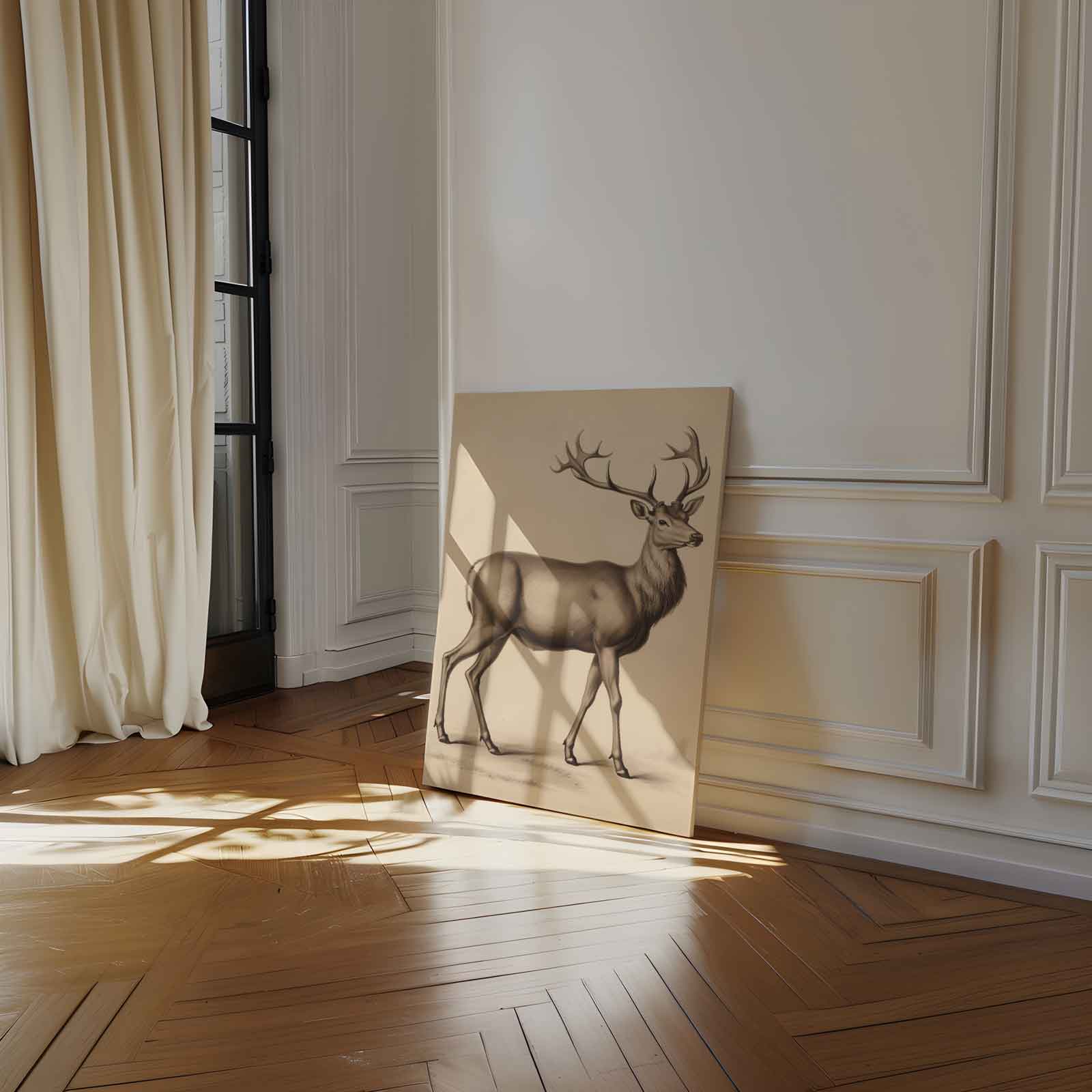 Elegante Hert in Potlood Kunstwerk-canvas-dibond-plexiglas-wanddecoratie-WallArtistic