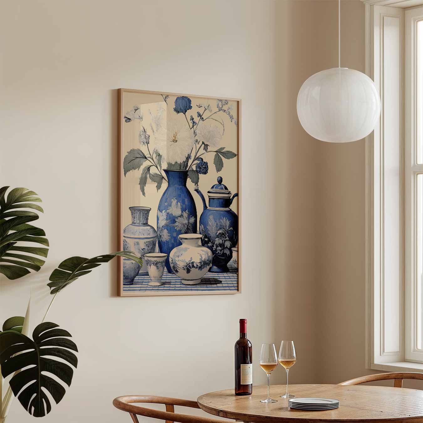 Tijdloze Bloemenpracht in Blauw Poster