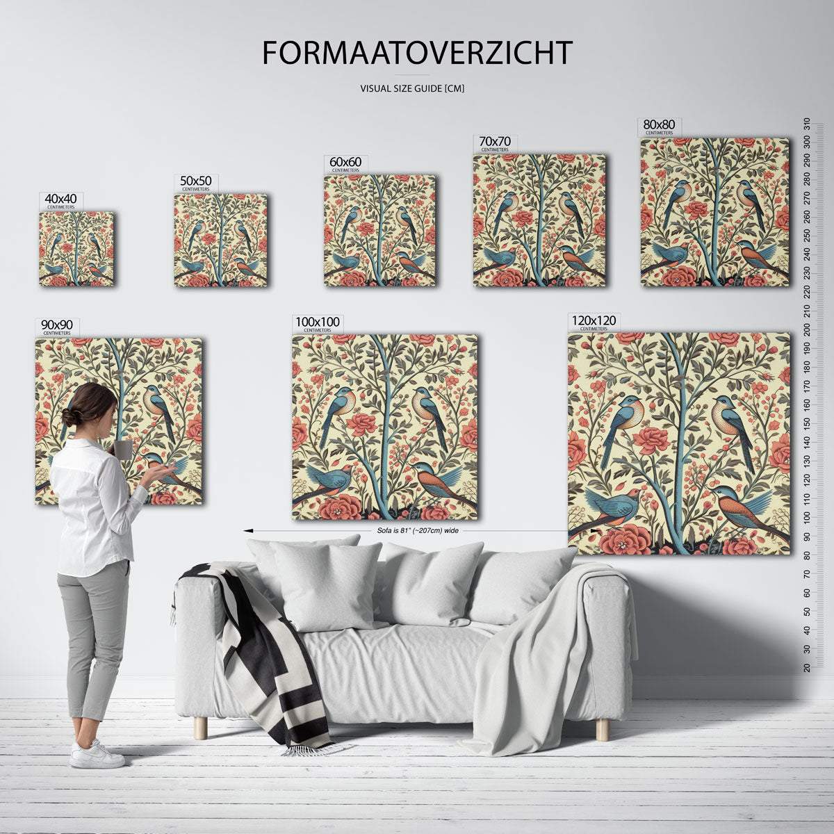 Vogels en bloemen Poster