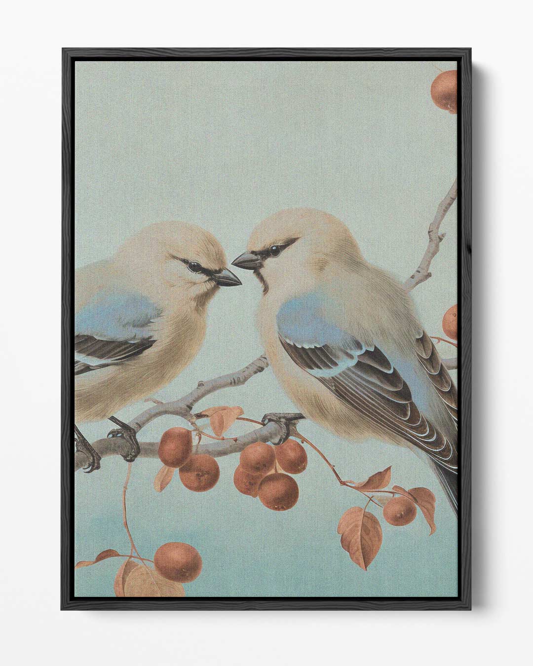 Twee Vogels op een Tak Kunstwerk-canvas-dibond-plexiglas-wanddecoratie-WallArtistic