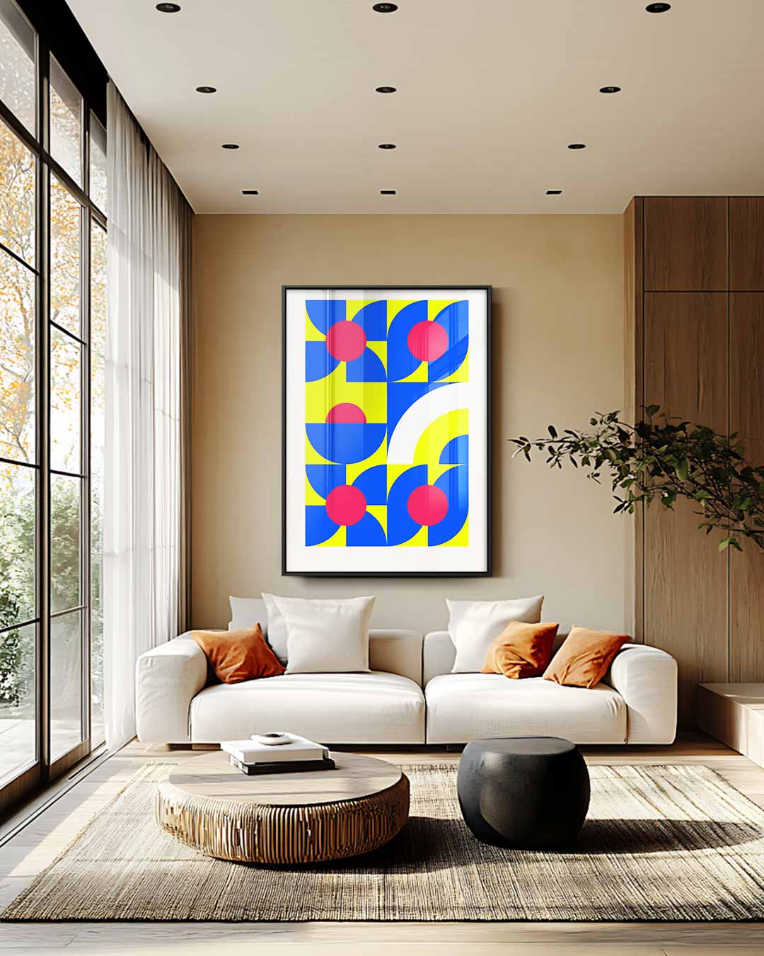 Retro Geometrisch Kleurenfeest Kunstwerk-canvas-dibond-plexiglas-wanddecoratie-WallArtistic