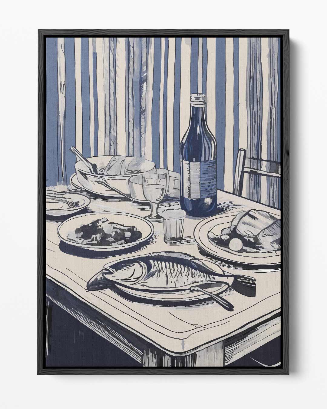 Blauwe Stilleven Tafelettude Kunstwerk-canvas-dibond-plexiglas-wanddecoratie-WallArtistic