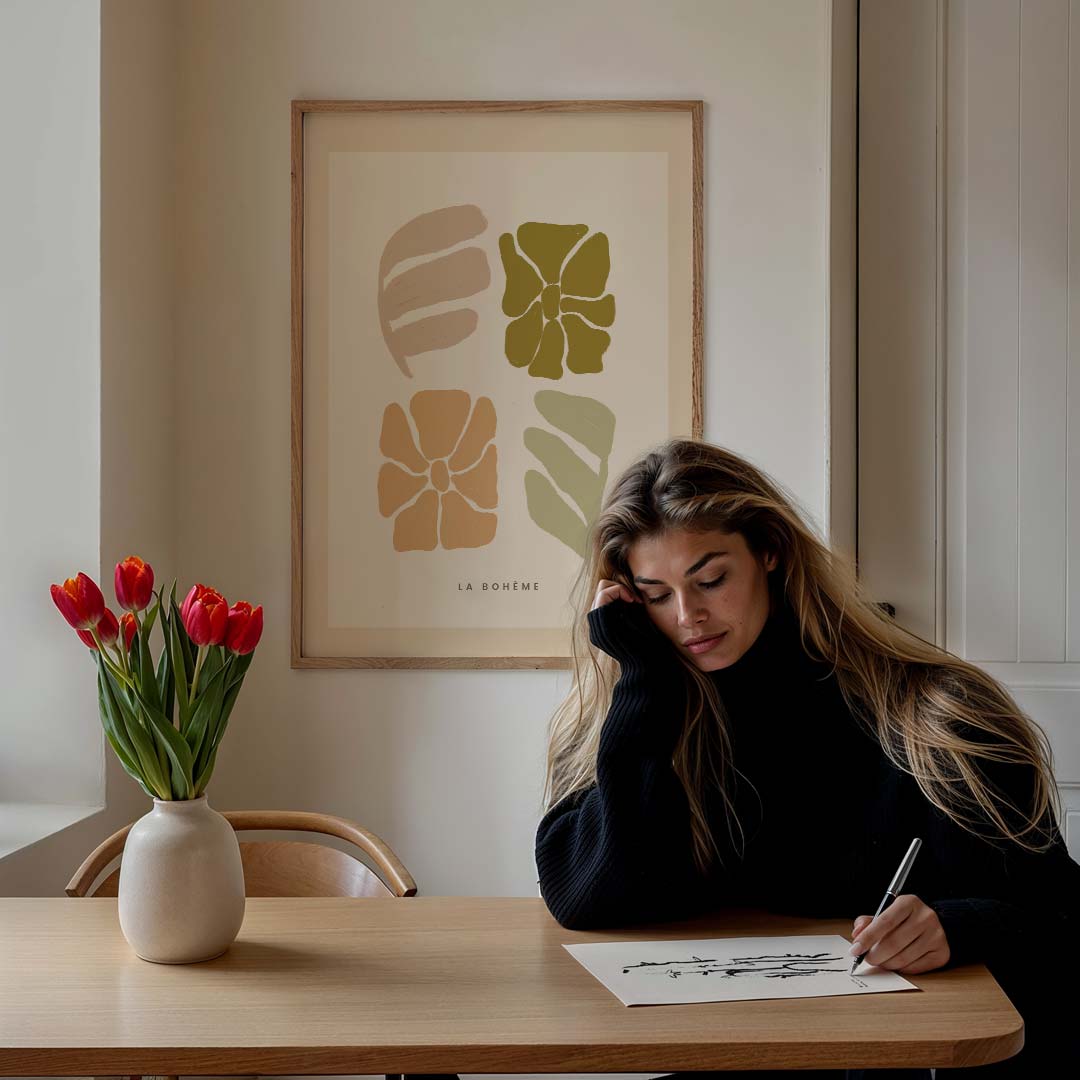 Bloemenpracht in Boho Stijl Poster-WallArtistic