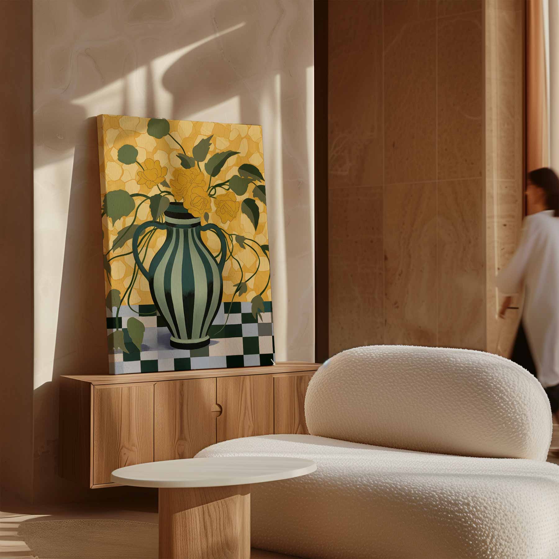 Gouden Bloemendroom Kunstwerk-canvas-dibond-plexiglas-wanddecoratie-WallArtistic