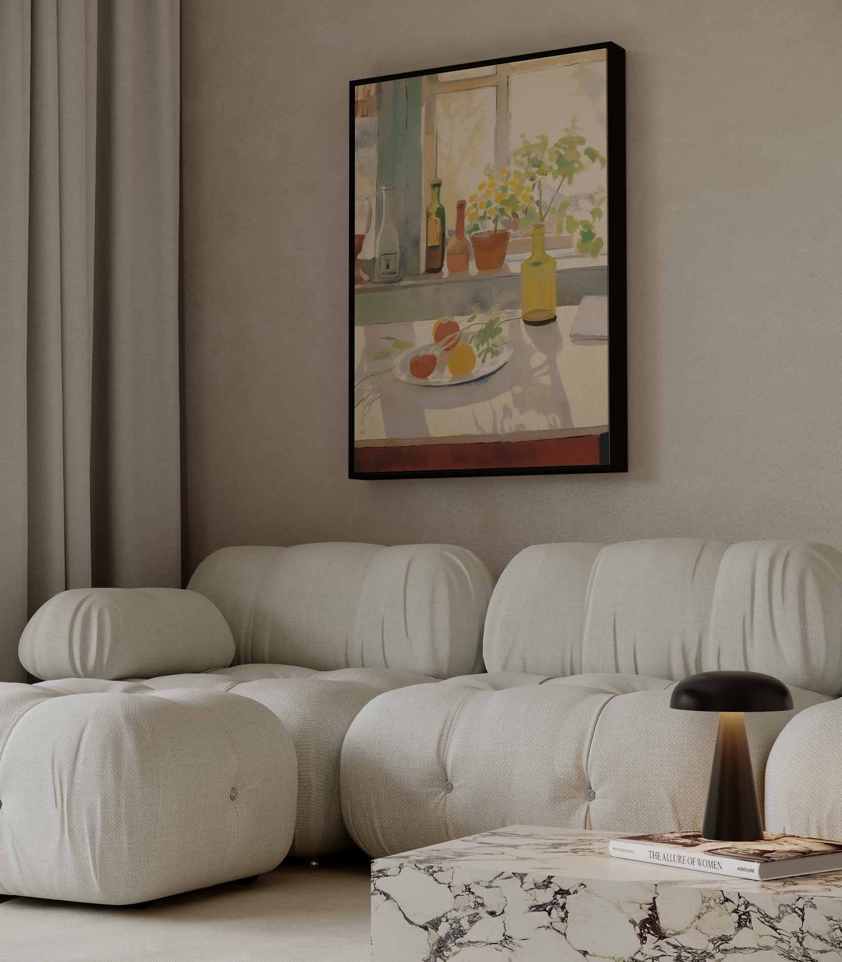 Zomers Stilleven bij het Raam Kunstwerk-canvas-dibond-plexiglas-wanddecoratie-WallArtistic