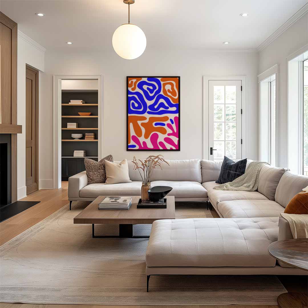 Kleurrijke Vormenexplosie Kunstwerk-canvas-dibond-plexiglas-wanddecoratie-WallArtistic